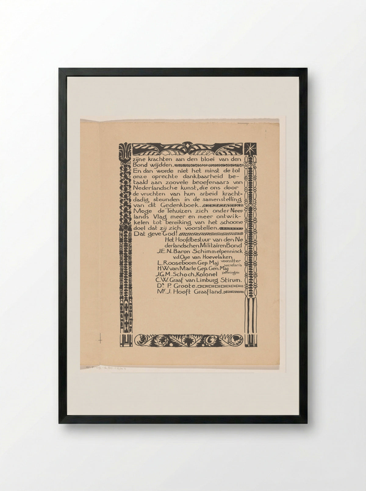 Inleiding met ornamentrand voor: Onder Neerlands vlag - Carel Adolph Lion Cachet - Framed Print Black