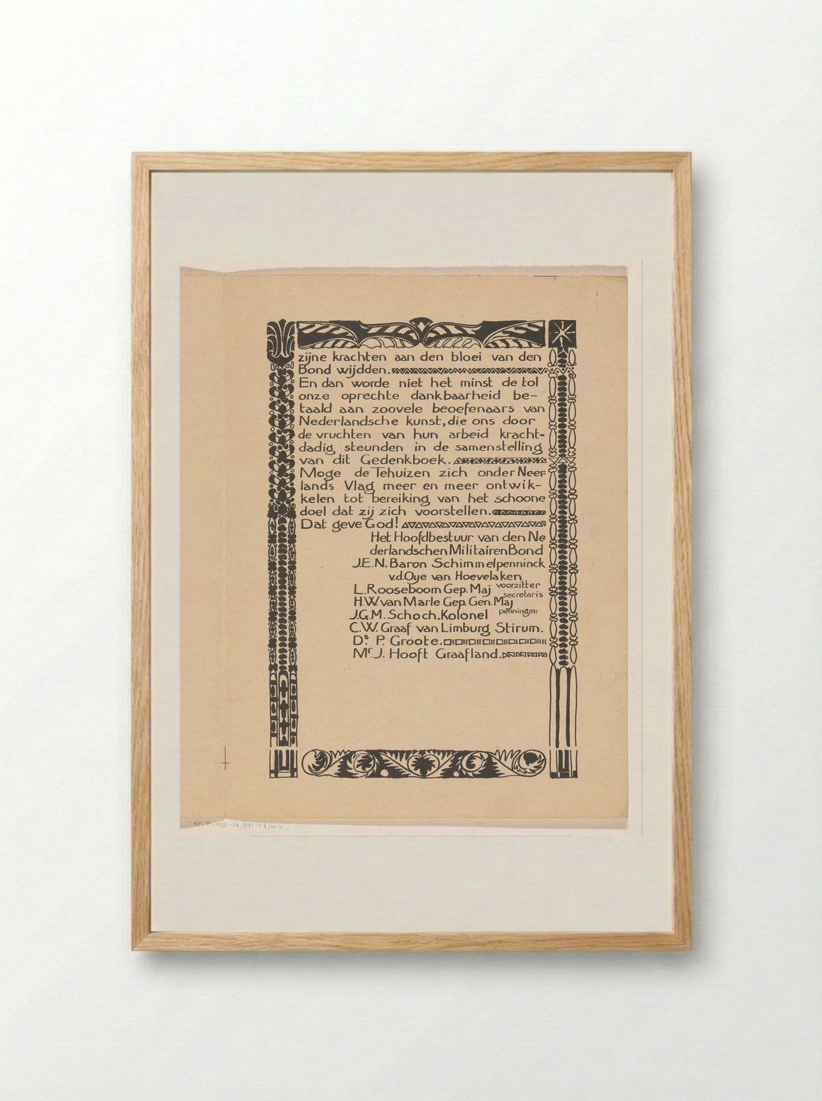 Inleiding met ornamentrand voor: Onder Neerlands vlag - Carel Adolph Lion Cachet - Framed Print Wood