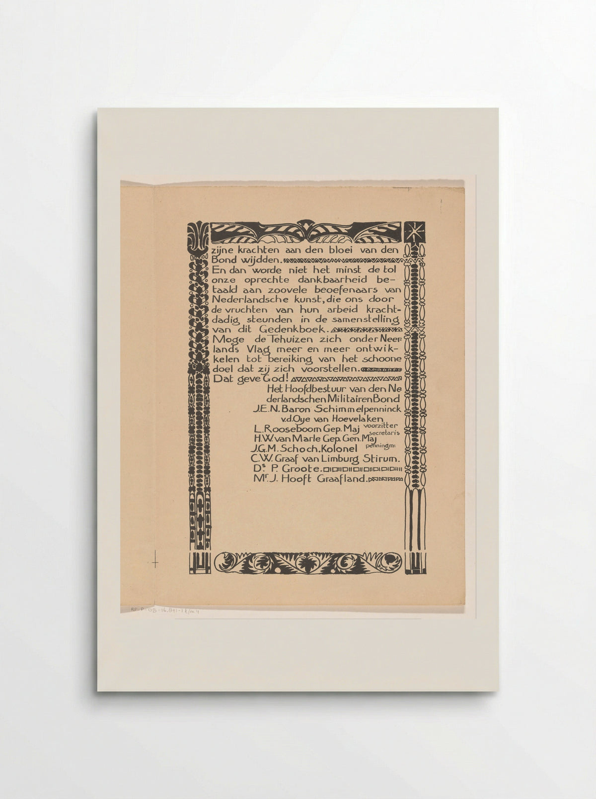 Inleiding met ornamentrand voor: Onder Neerlands vlag - Carel Adolph Lion Cachet - Poster