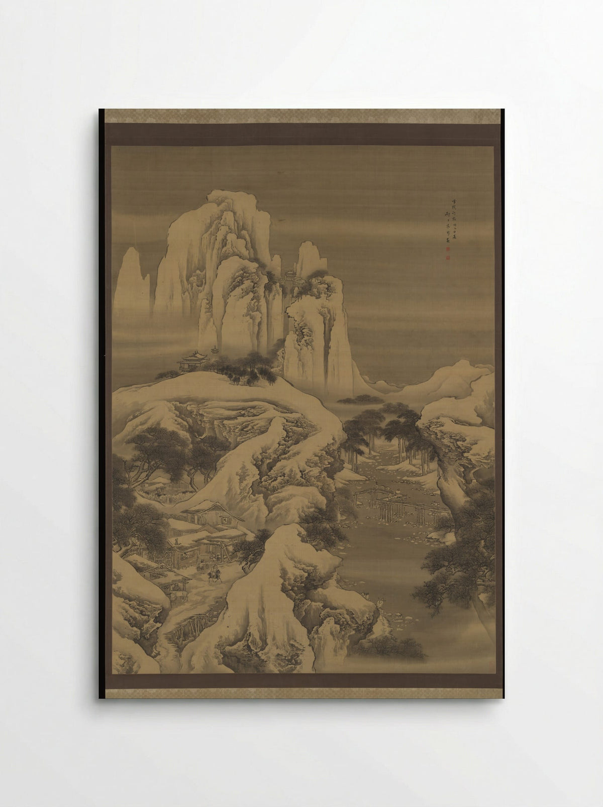 Inn and Travelers in Snowy Mountains - Yuan Yao - Poster
