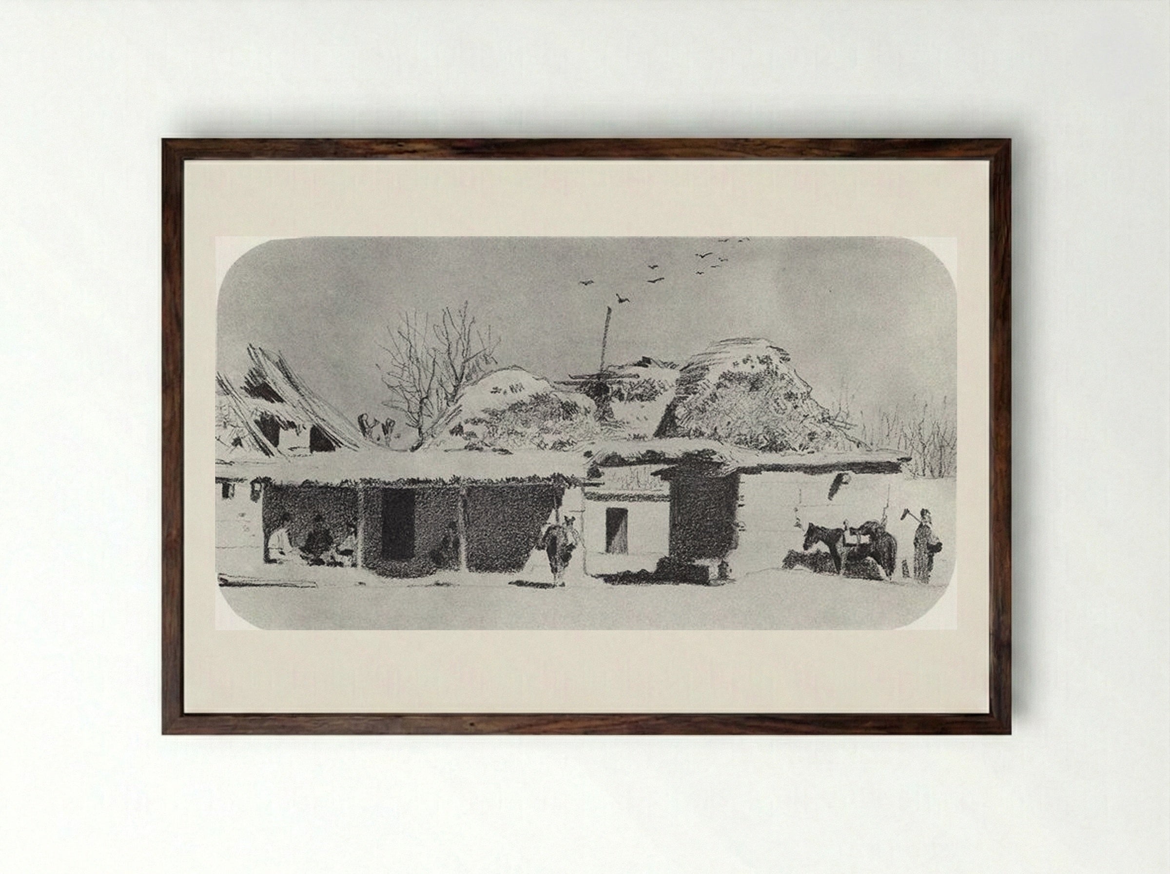 Inn near Tashkent - Vasily Vereshchagin - Framed Print Dark Wood