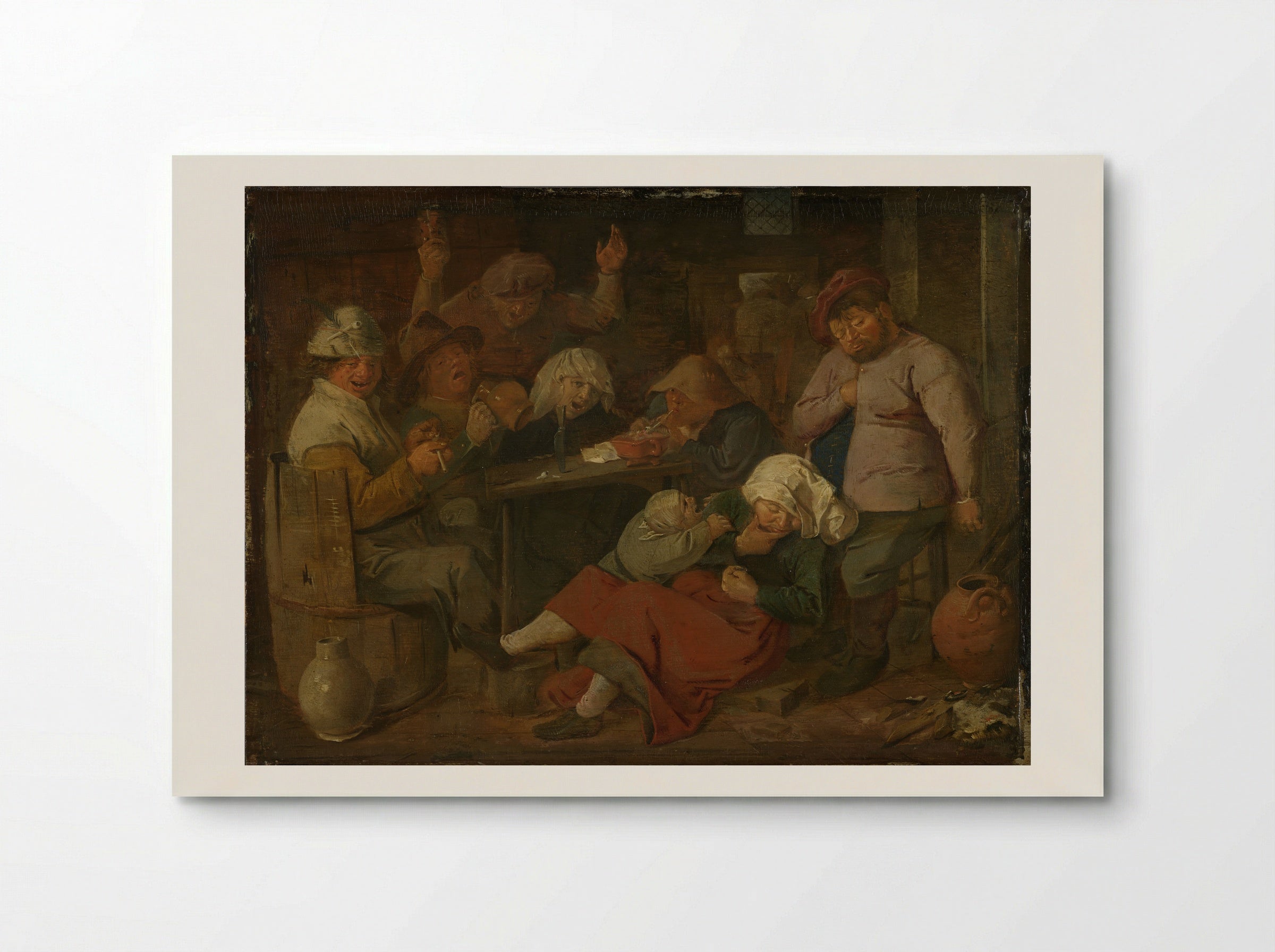Inn with Drunken Peasants - Adriaen Brouwer - Poster
