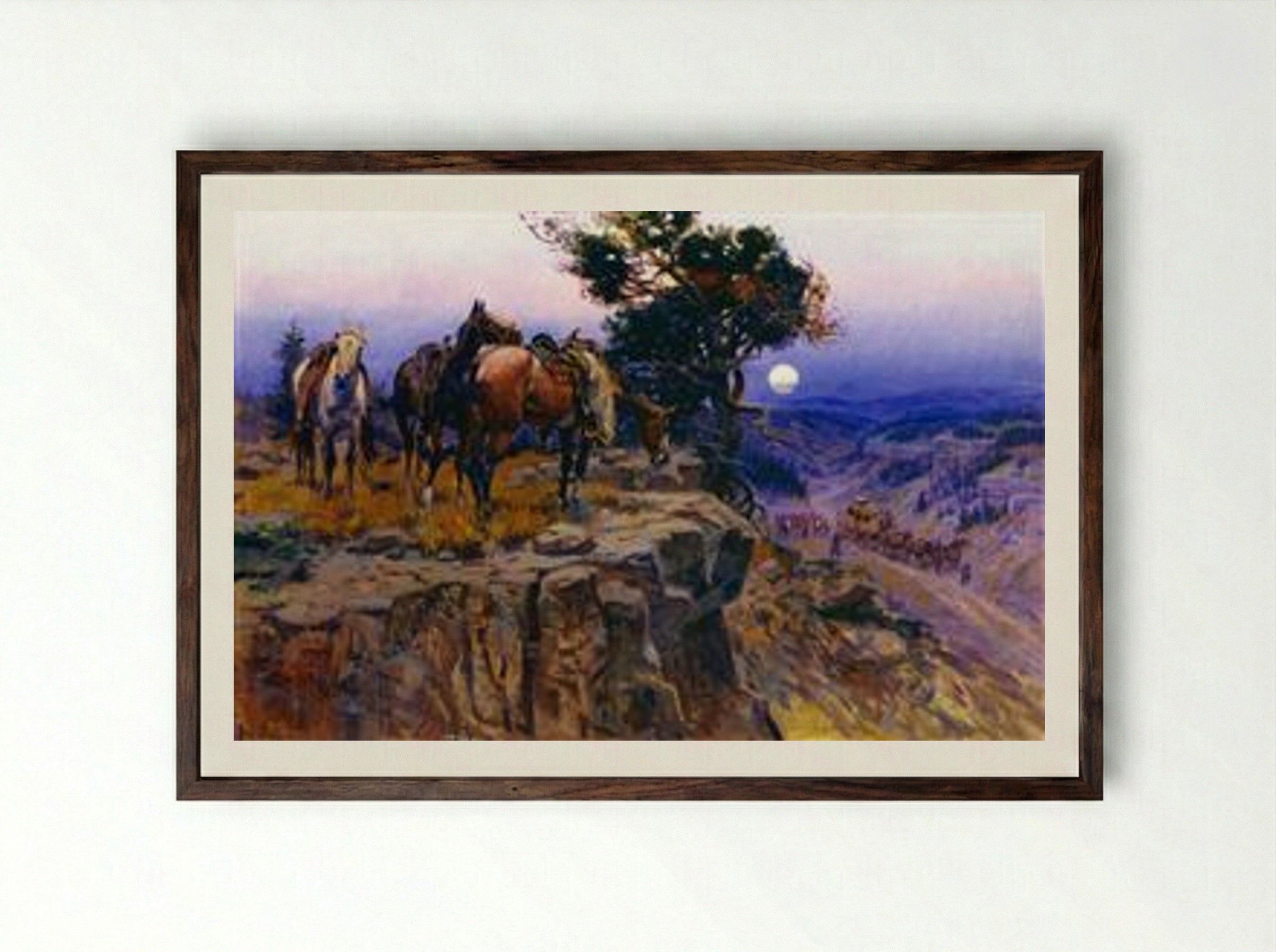 Innocent Allies - Charles M. Russell - Framed Print Dark Wood