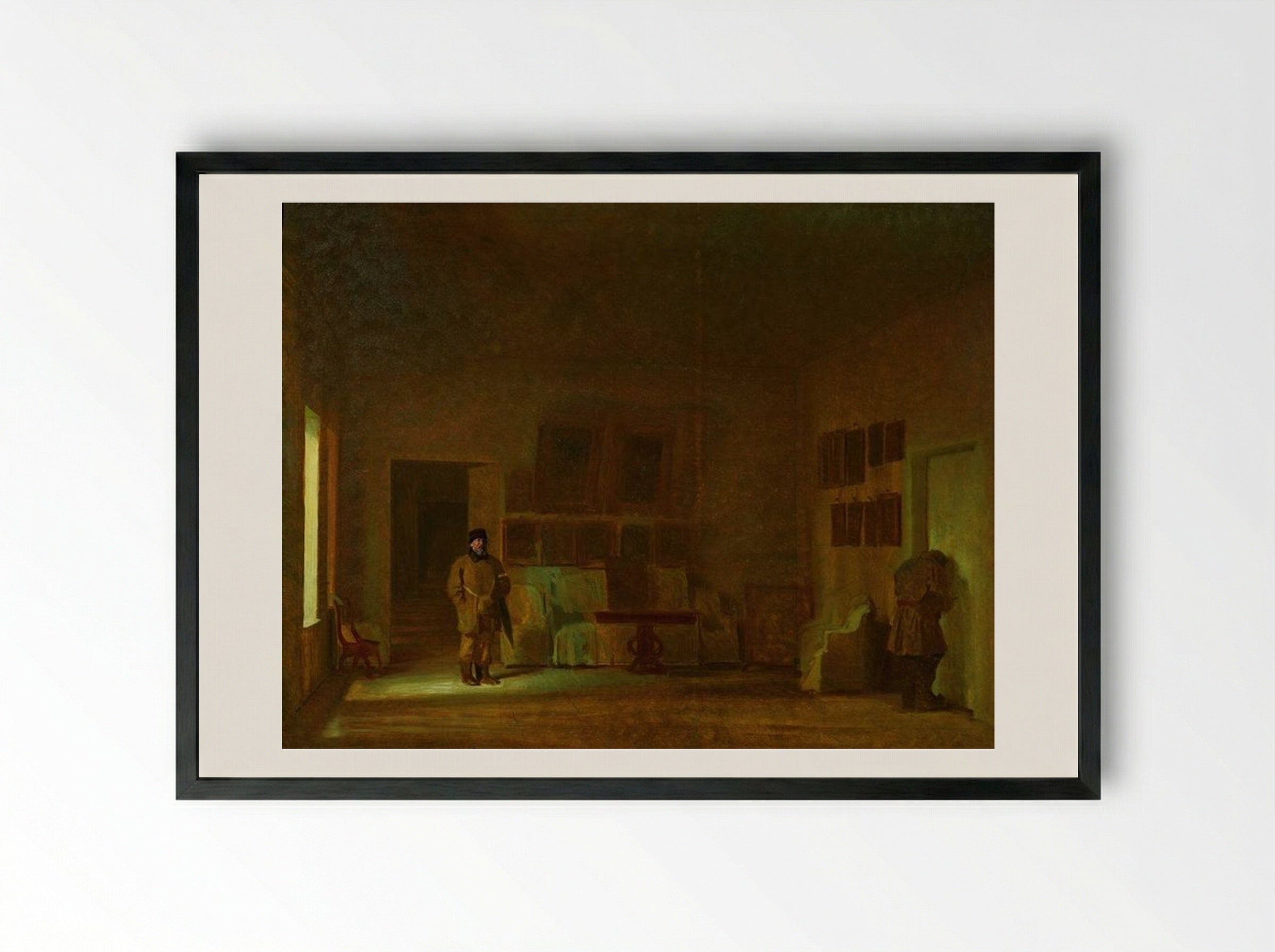 Inspection of the Old House - Ivan Kramskoy - Framed Print Black