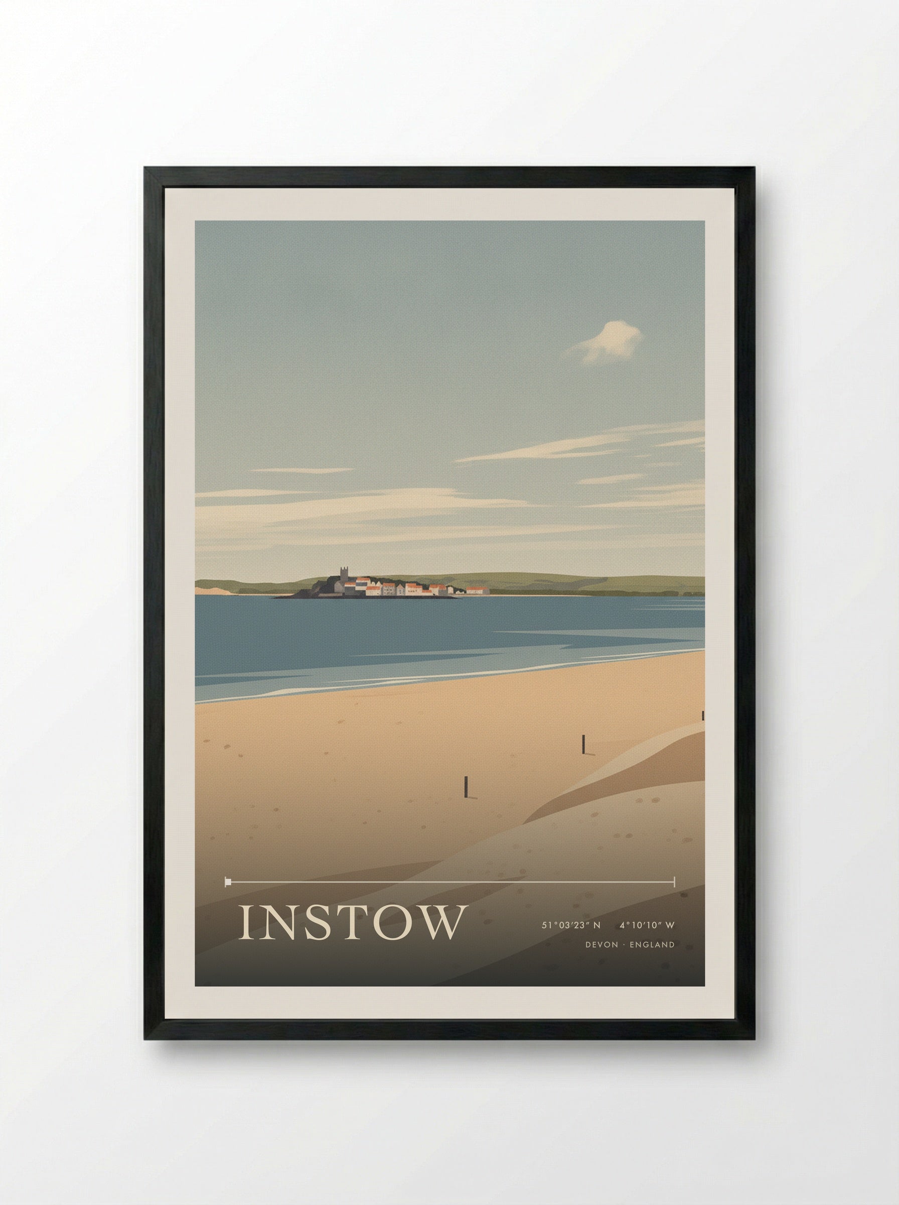 Instow Devon England Travel Poster - Framed Print Black