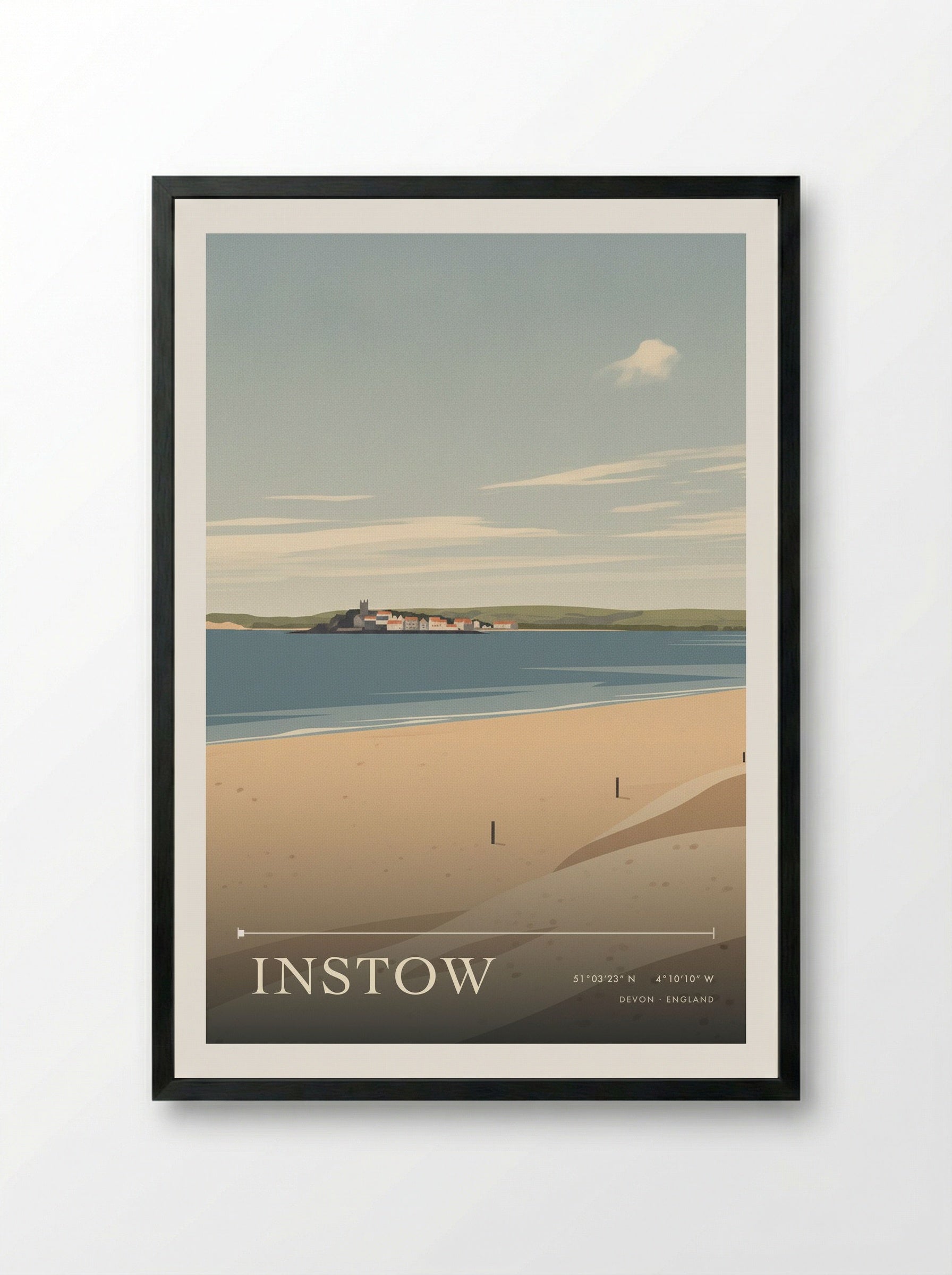 Instow Devon England Travel Poster - Framed Print Black