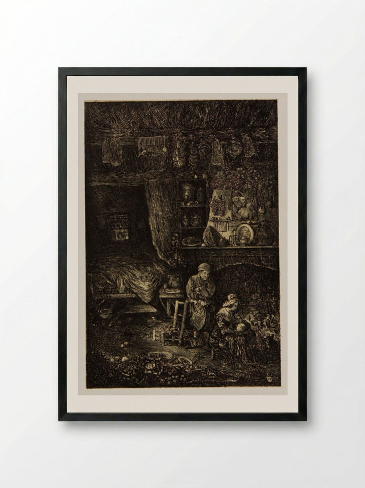 Intérieur flamand - Rodolphe Bresdin - Framed Print Black