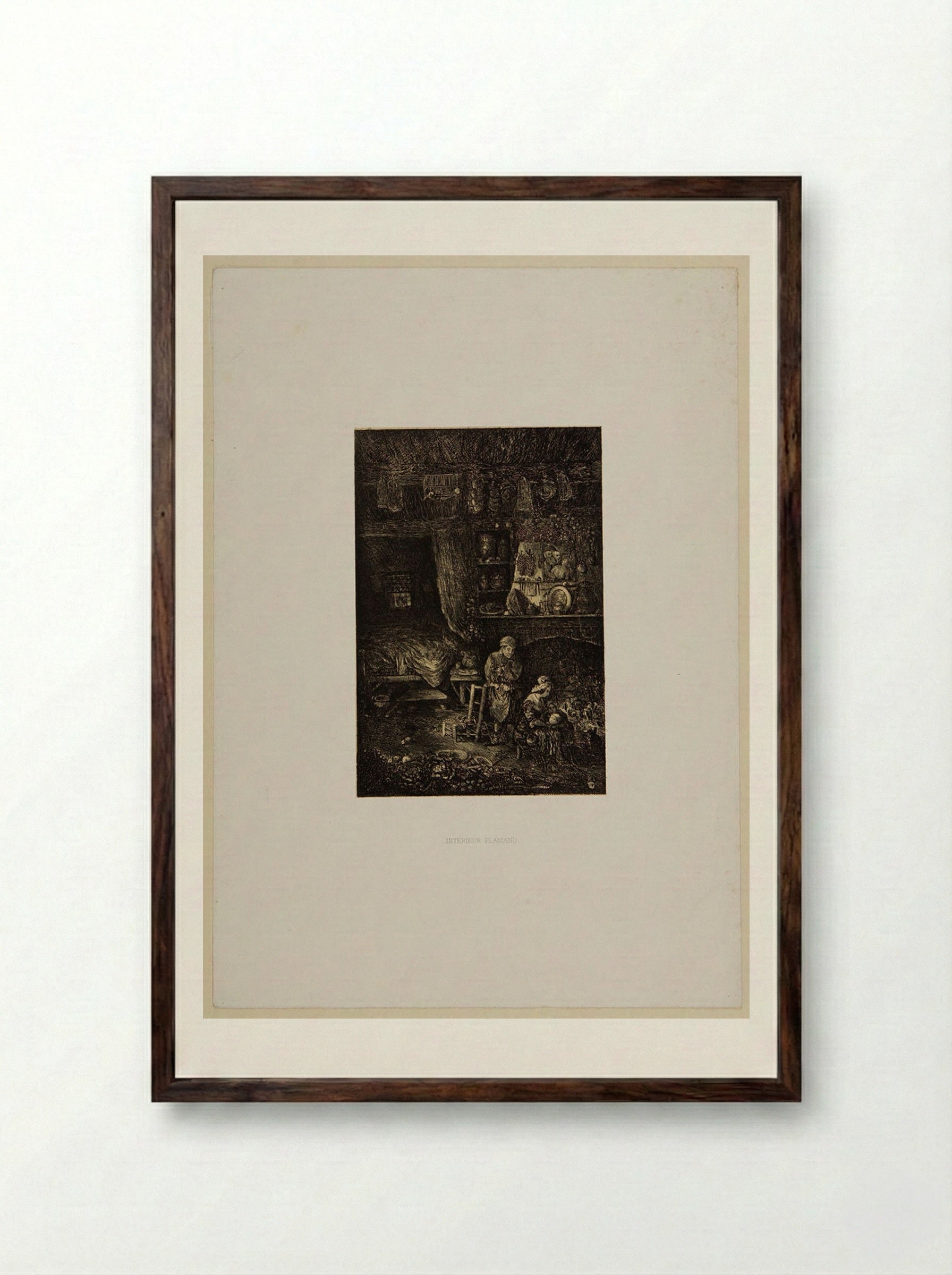 Intérieur flamand - Rodolphe Bresdin - Framed Print Dark Wood