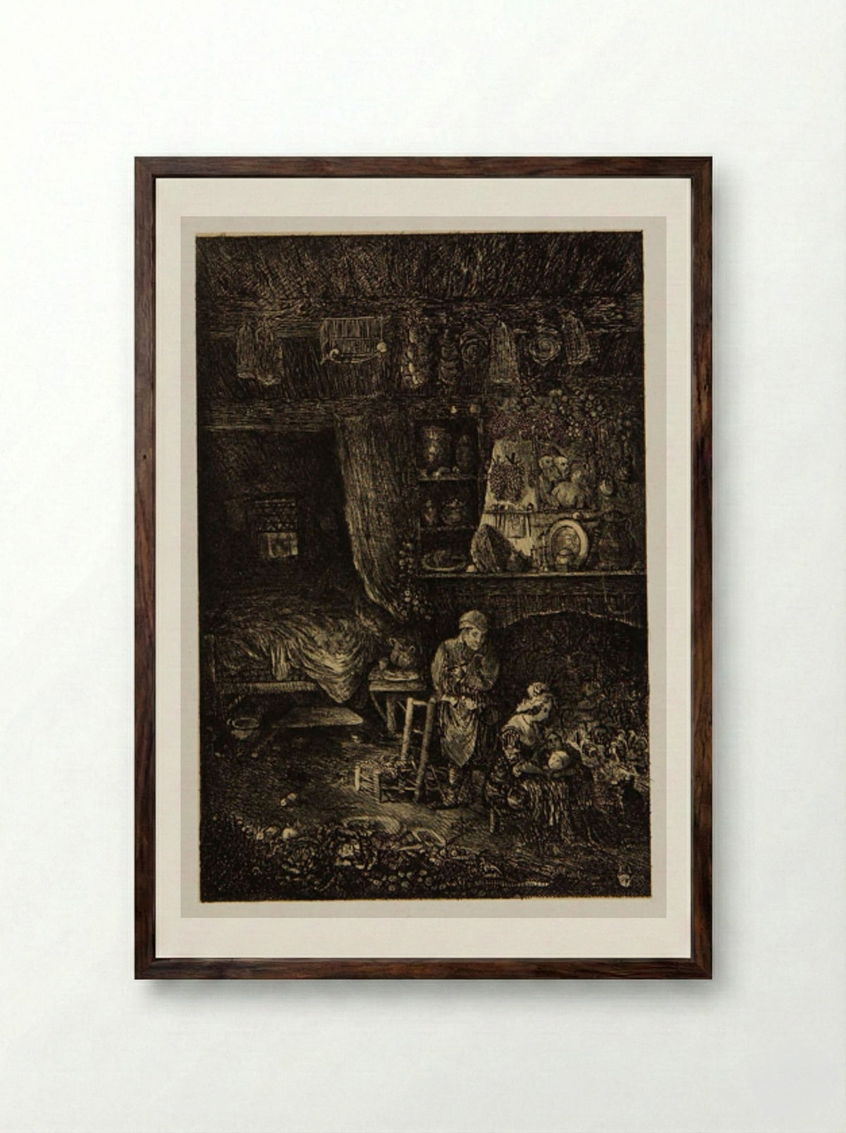 Intérieur flamand - Rodolphe Bresdin - Framed Print Dark Wood