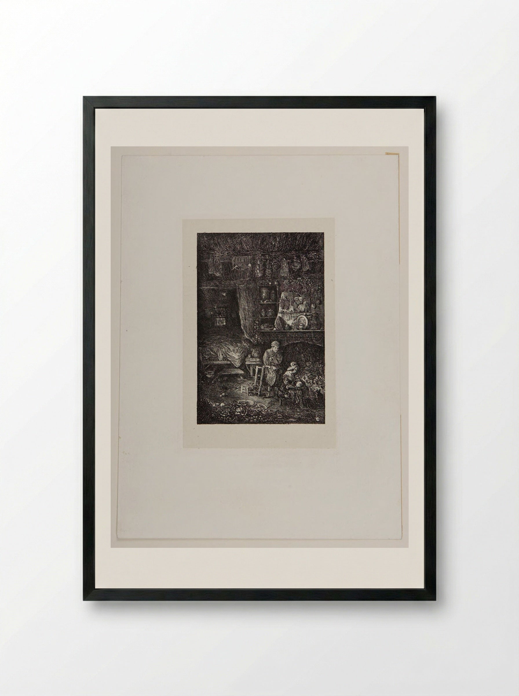 Intérieur flammand - Rodolphe Bresdin - Framed Print Black