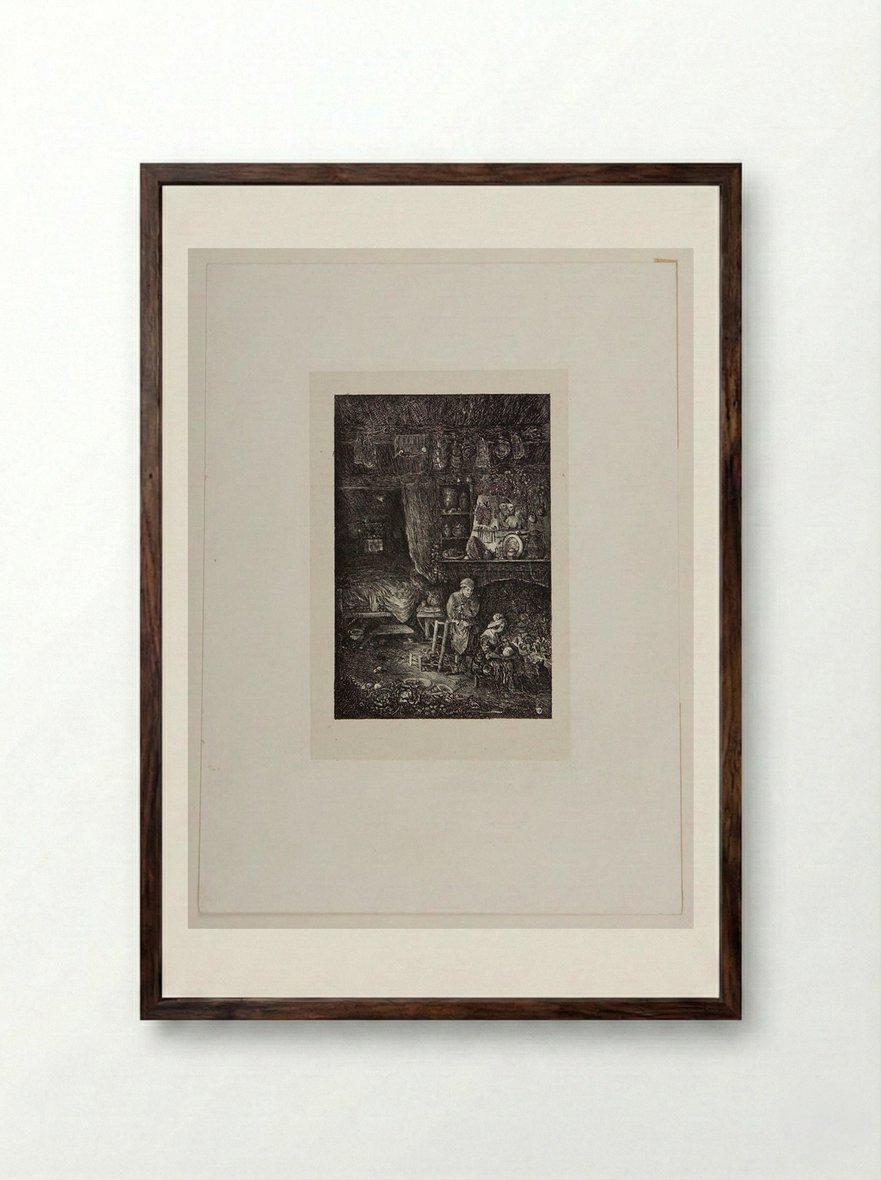 Intérieur flammand - Rodolphe Bresdin - Framed Print Dark Wood