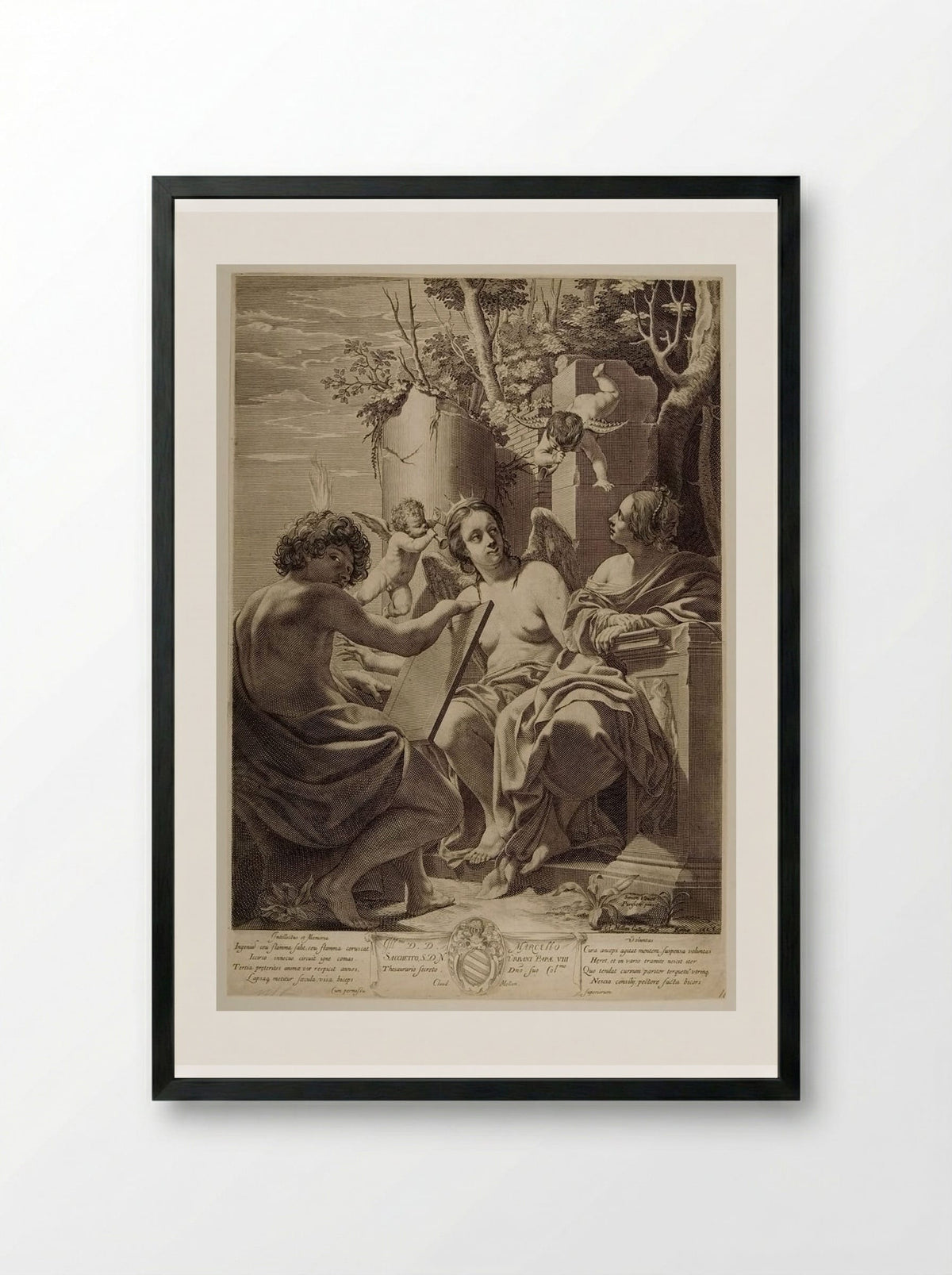 Intellect, Memory, Will - Claude Mellan - Framed Print Black