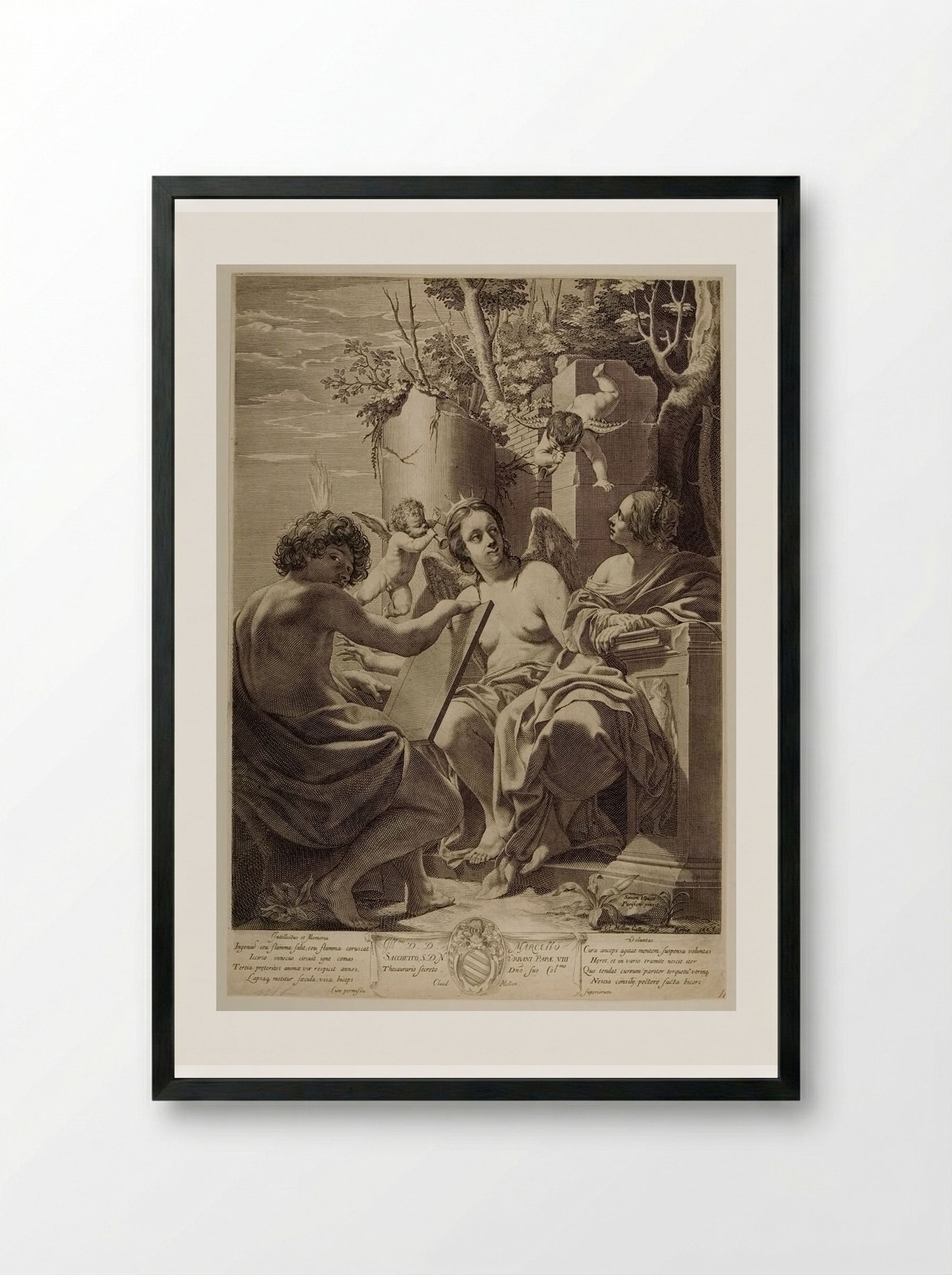 Intellect, Memory, Will - Claude Mellan - Framed Print Black