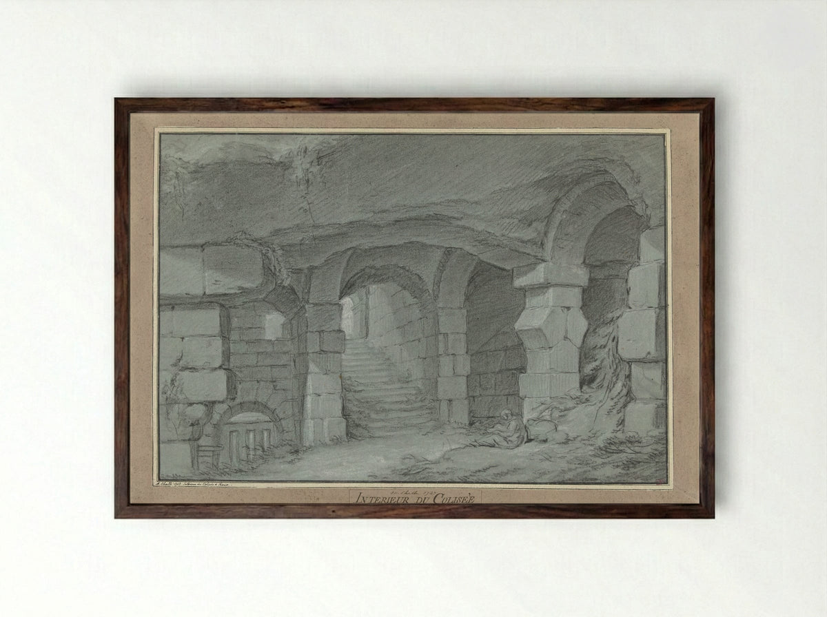 Interieur du Colisée - Charles Michel-Ange Challe - Framed Print Dark Wood