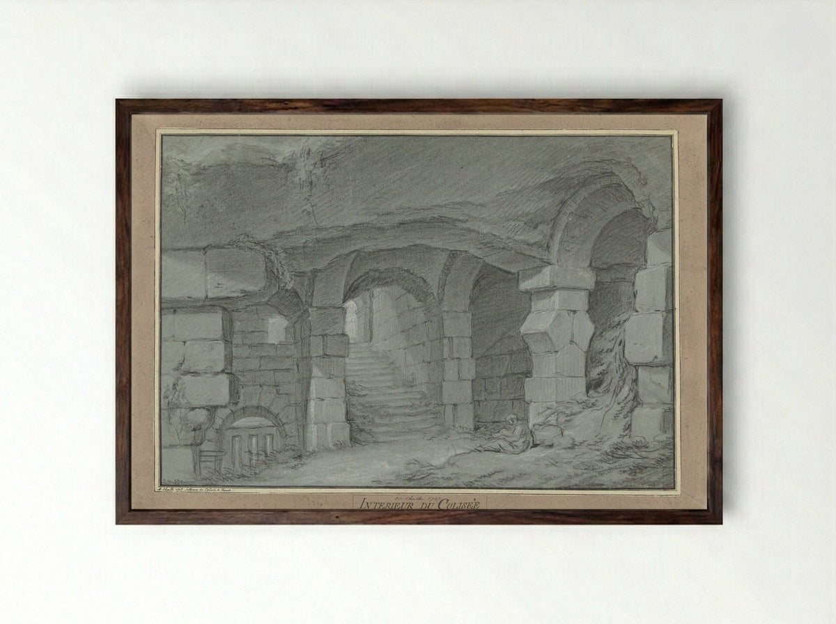 Interieur du Colisée - Charles Michel-Ange Challe - Framed Print Dark Wood