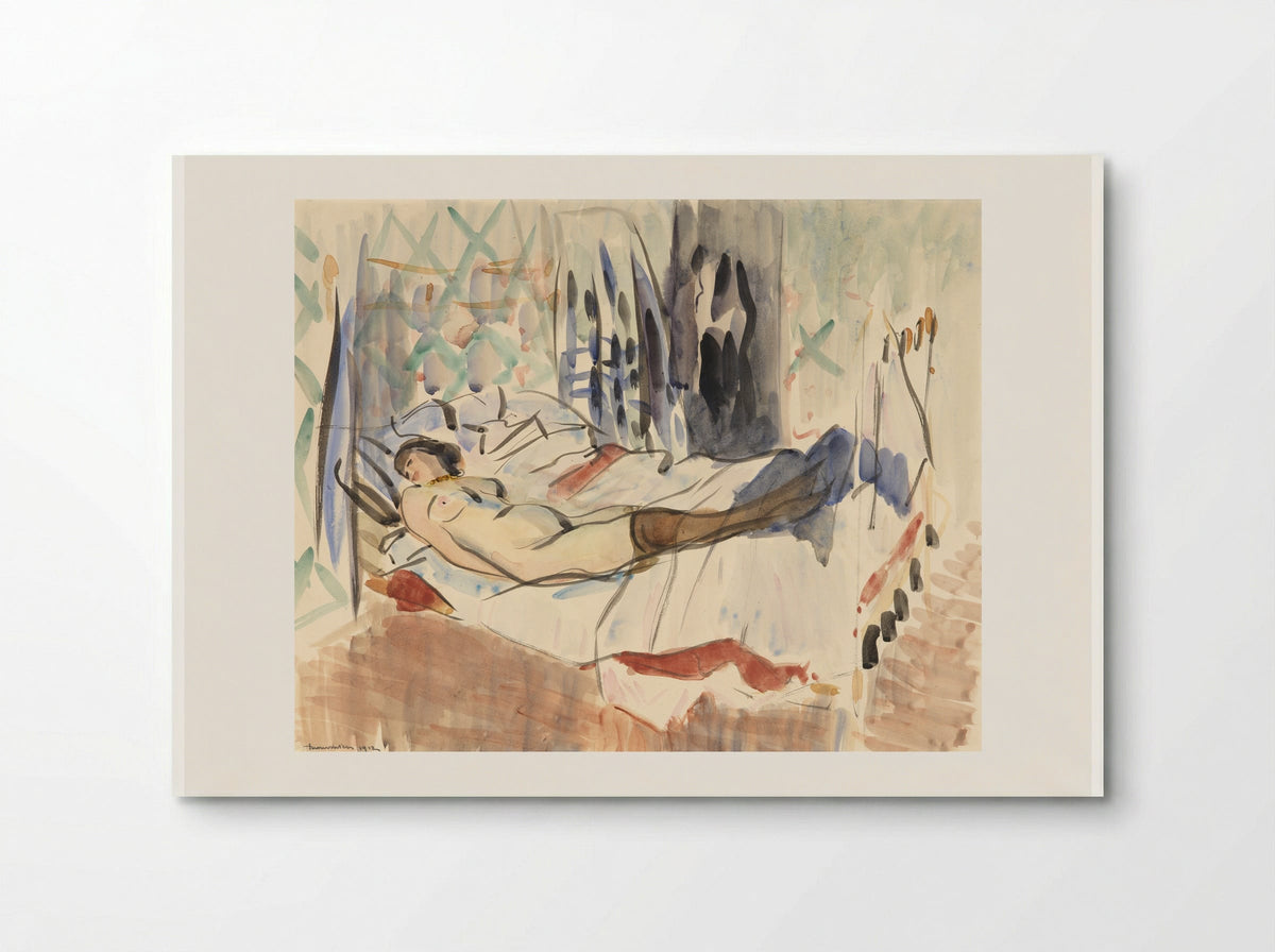 Interieur met een vrouw, die stof voor een kostuum snijdt - Rik Wouters - Poster