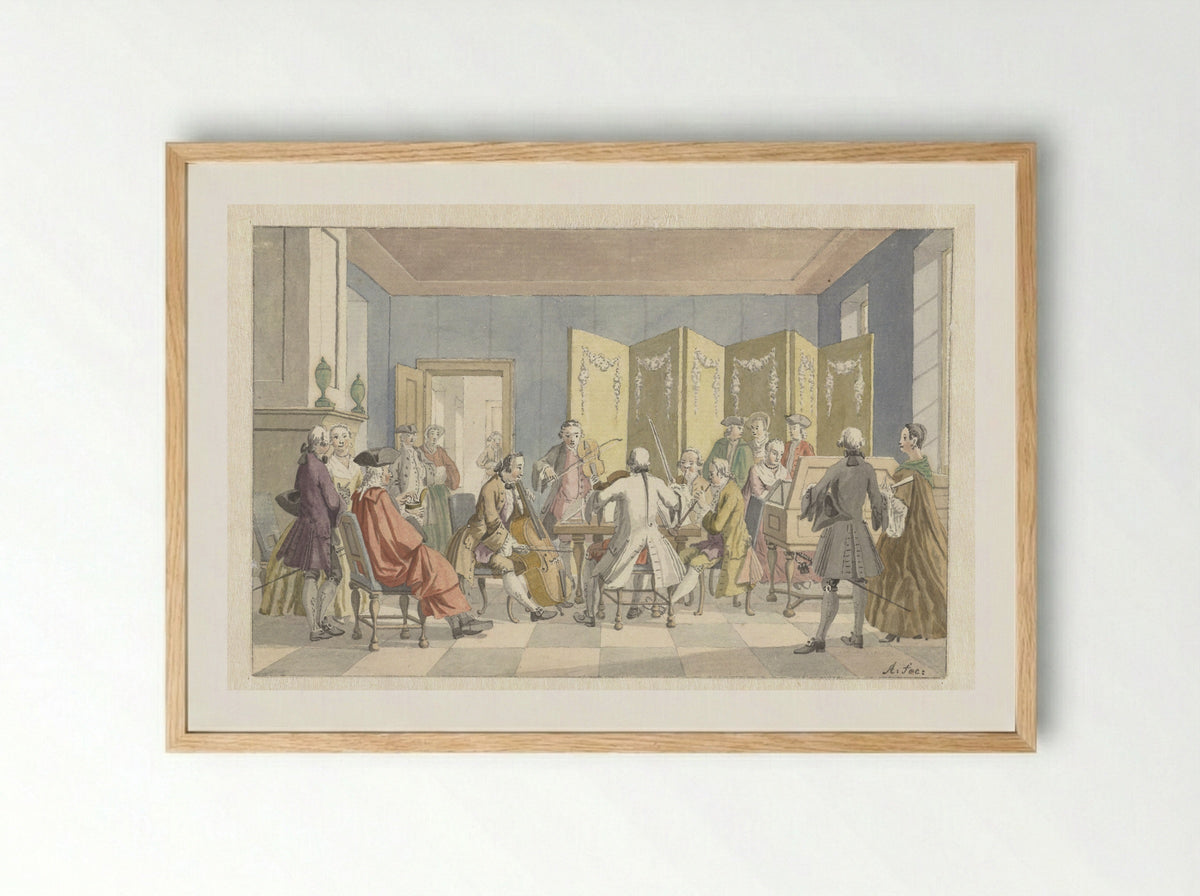 Interieur met musicerend gezelschap - Nicolaes Aartman - Framed Print Wood