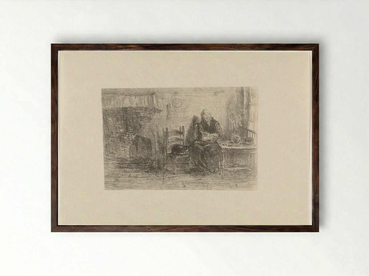 Interieur met oude vrouw - Jozef Israëls - Framed Print Dark Wood