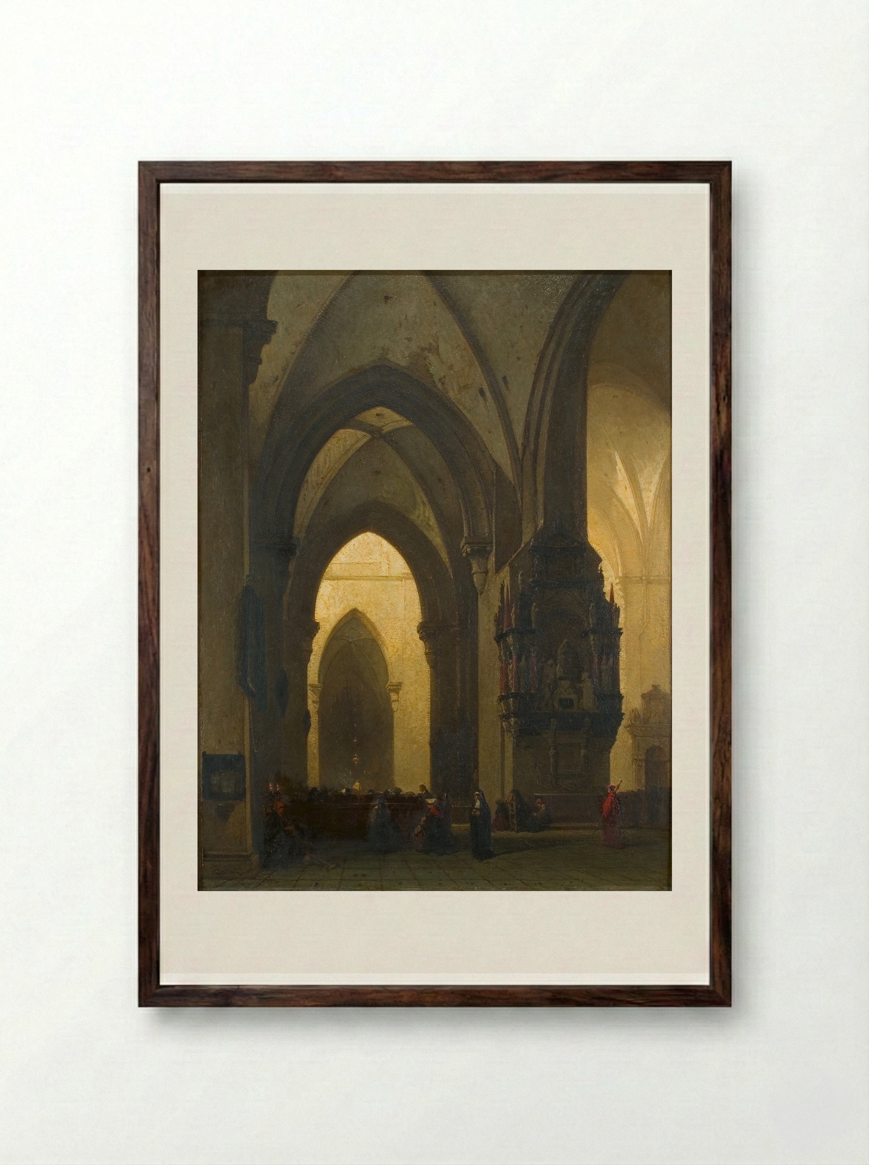 Interieur van de Domkerk te Trier - Johannes Bosboom - Framed Print Dark Wood