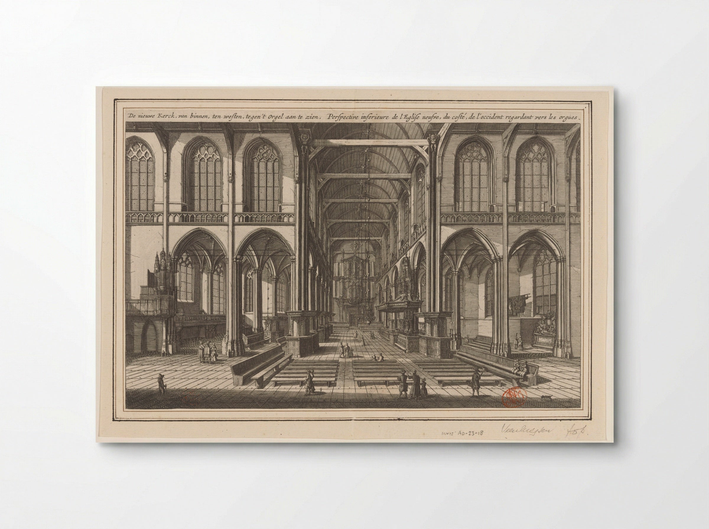 Interieur van de Nieuwe Kerk te Amsterdam, naar het westen gezien - Jan Veenhuysen - Poster