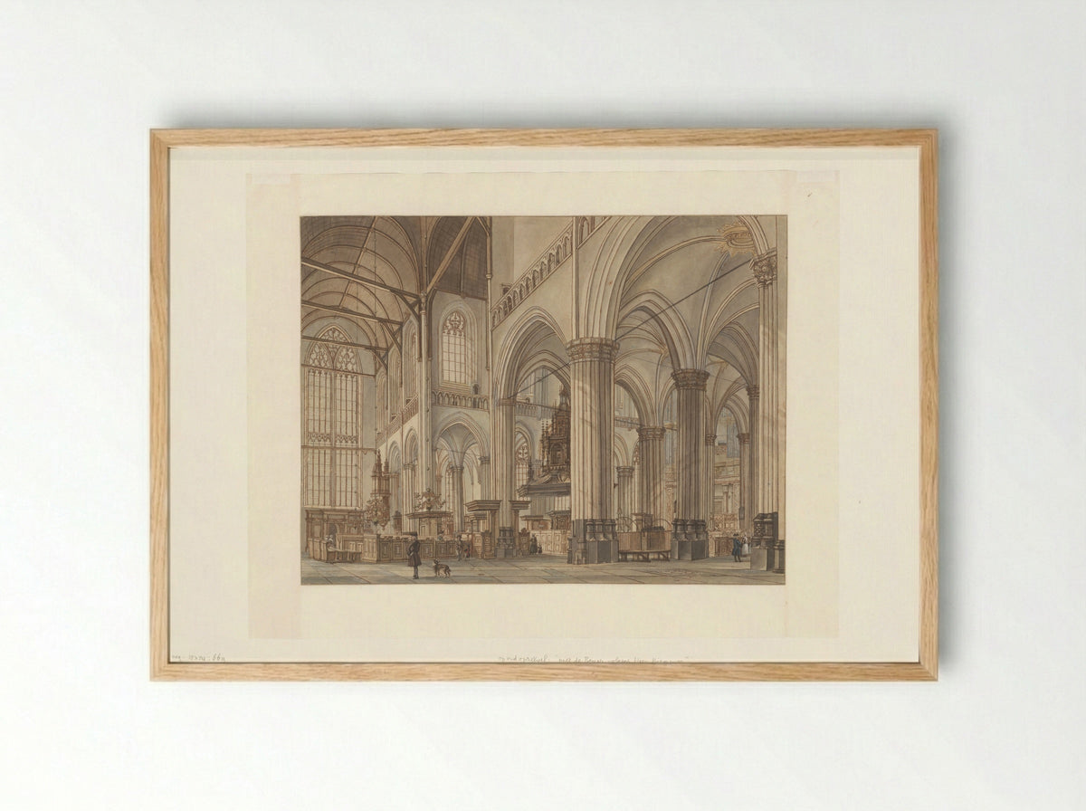 Interieur van de Nieuwe Kerk te Amsterdam - Jan de Beijer - Framed Print Wood