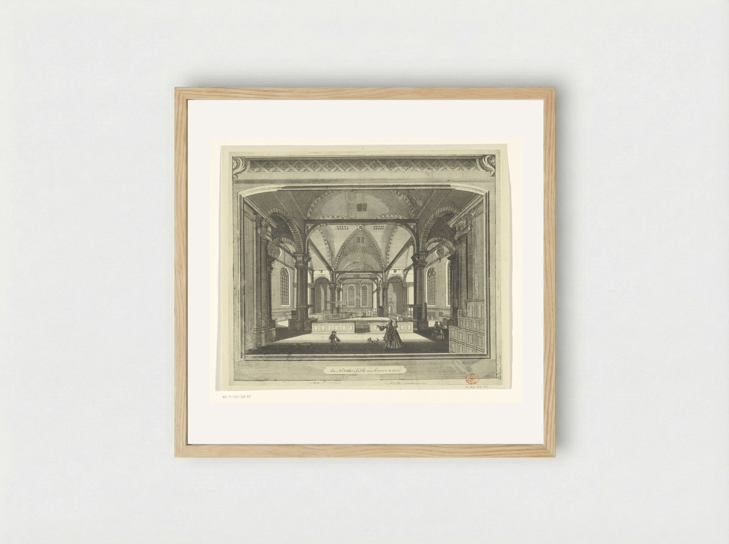 Interieur van de Noorderkerk te Amsterdam - Pieter van den Berge - Framed Print Wood