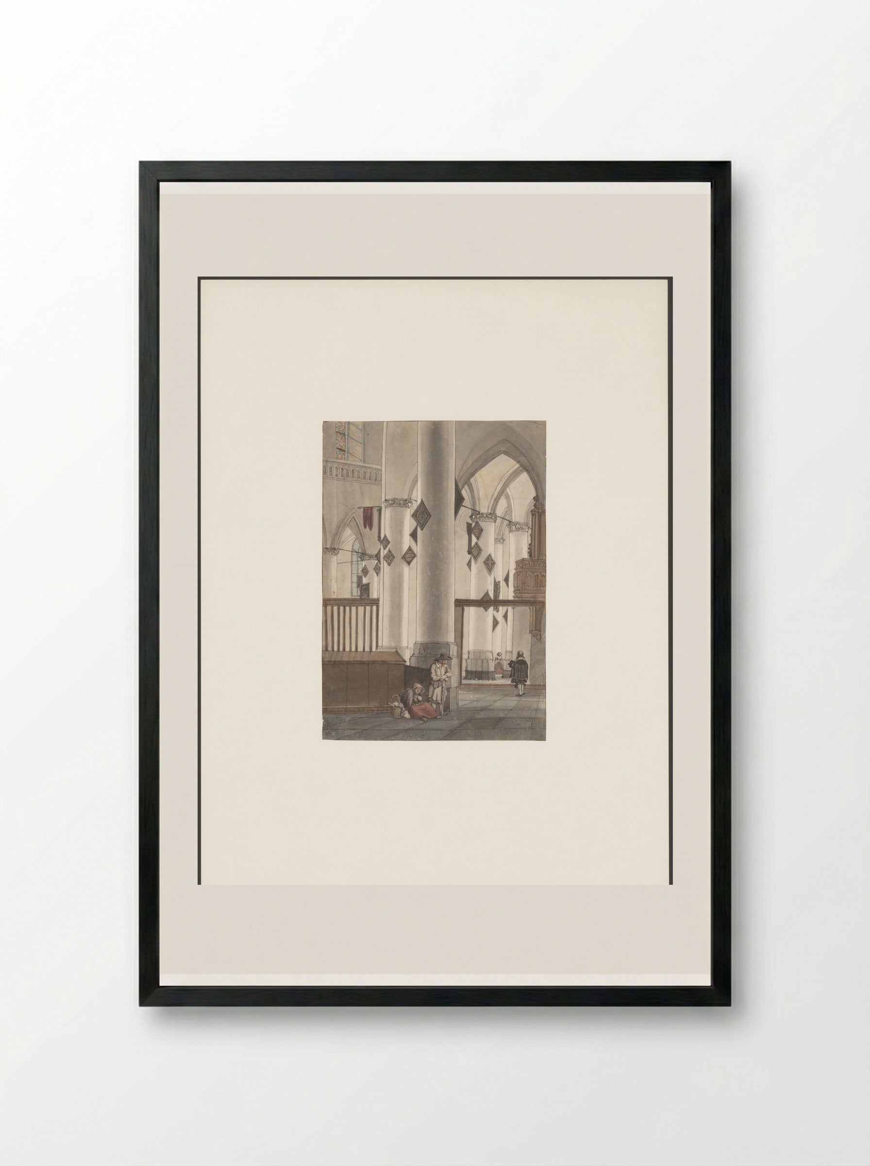 Interieur van de Oude Kerk - Cornelis Ploos van Amstel - Framed Print Black