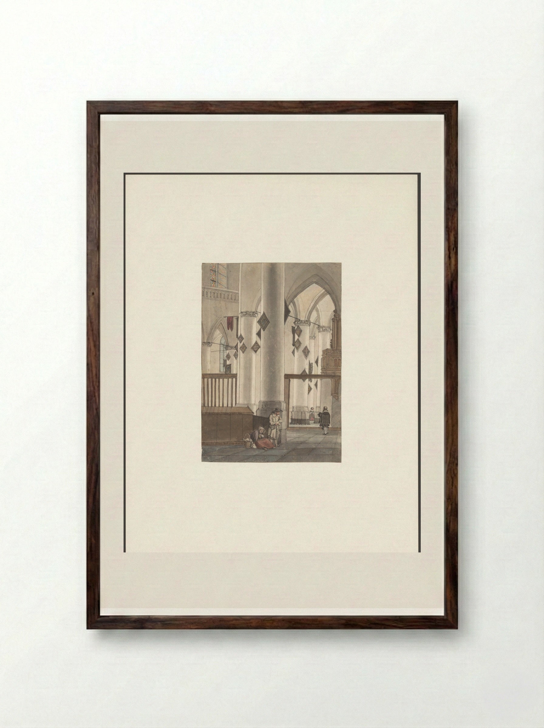 Interieur van de Oude Kerk - Cornelis Ploos van Amstel - Framed Print Dark Wood