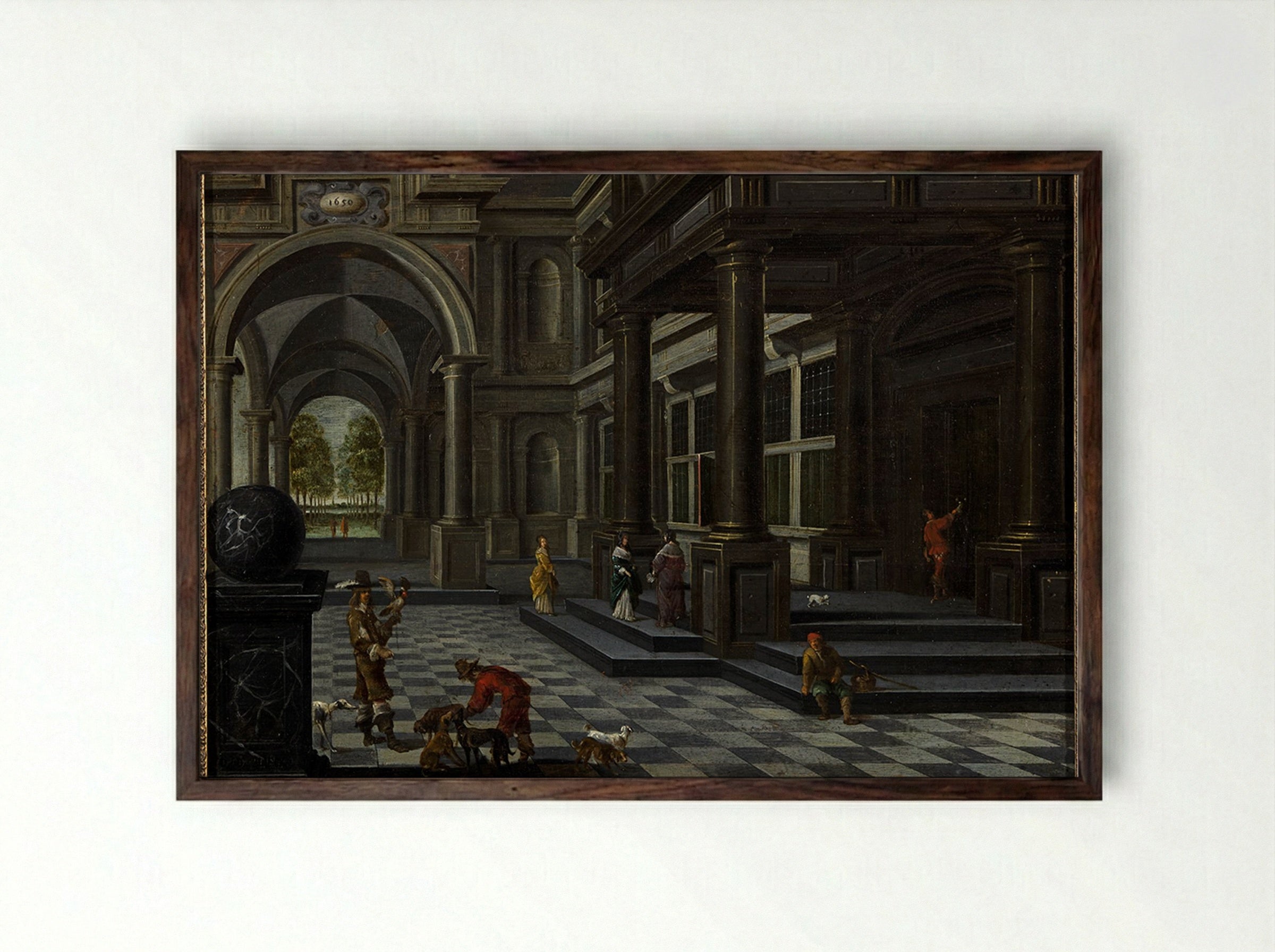 Interieur van de Sint-Jacobskerk te Antwerpen - Daniël de Blieck - Framed Print Dark Wood