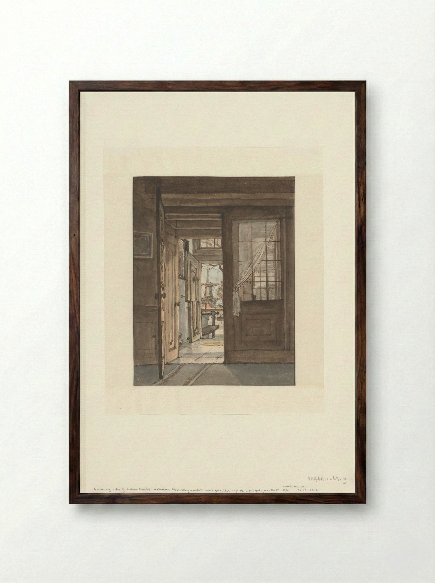 Interieur van de woning van Gerrit Lamberts op de Prinsengracht - Gerrit Lamberts - Framed Print Dark Wood