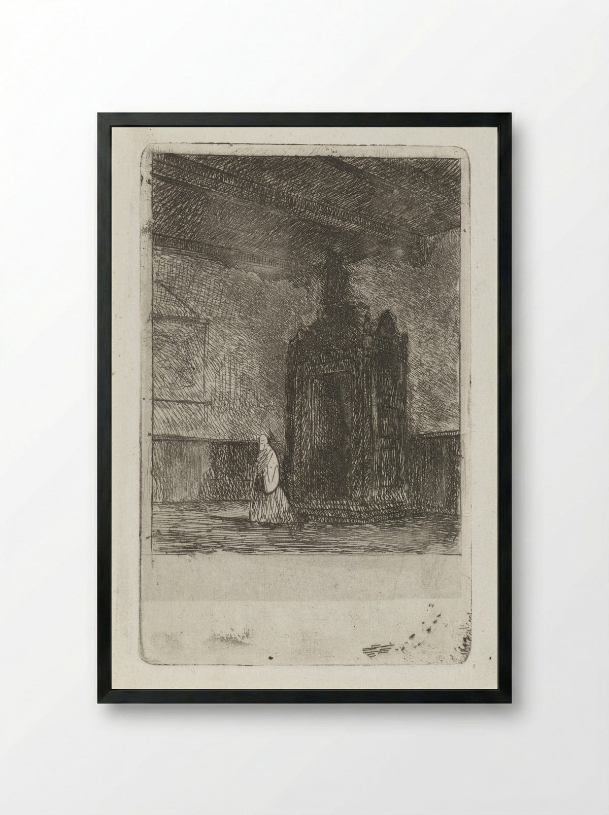 Interieur van een liturgisch gebouw - Jan Diederikus Kruseman - Framed Print Black