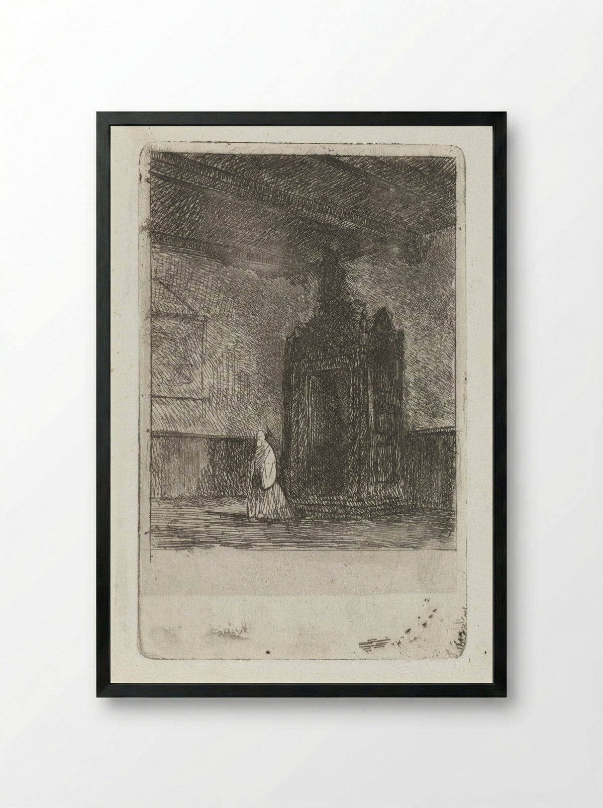Interieur van een liturgisch gebouw - Jan Diederikus Kruseman - Framed Print Black