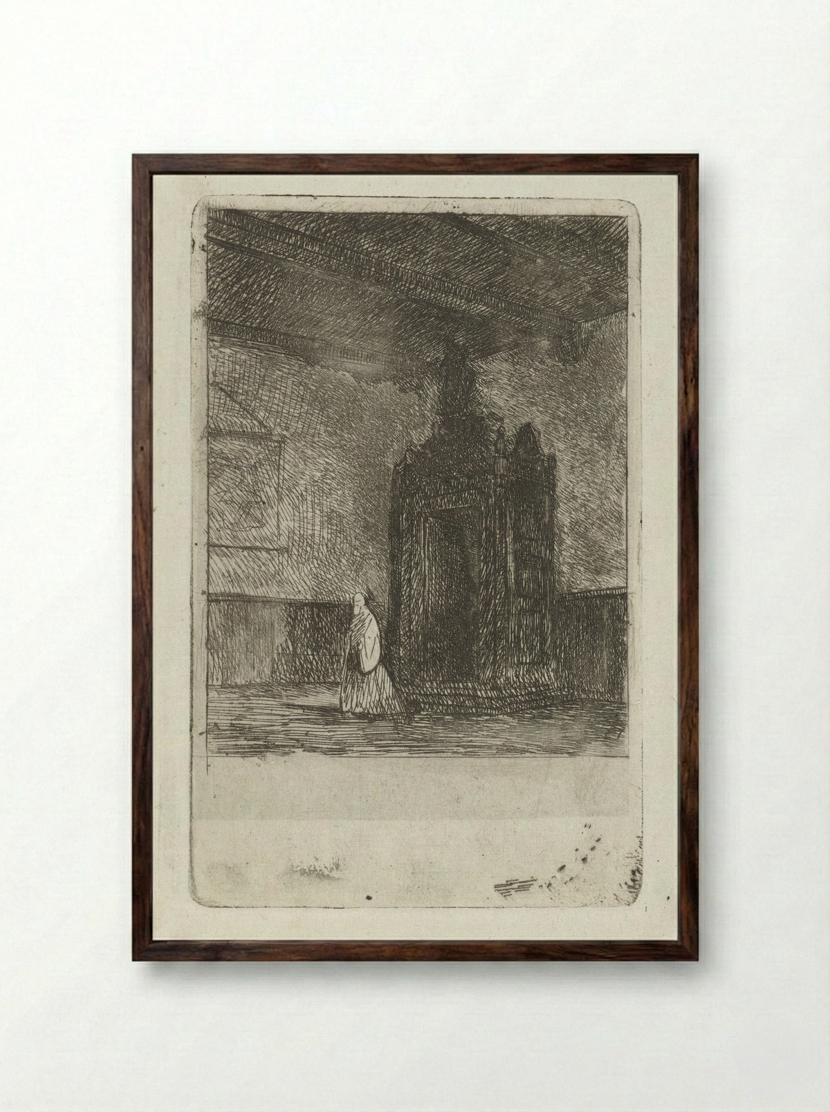Interieur van een liturgisch gebouw - Jan Diederikus Kruseman - Framed Print Dark Wood
