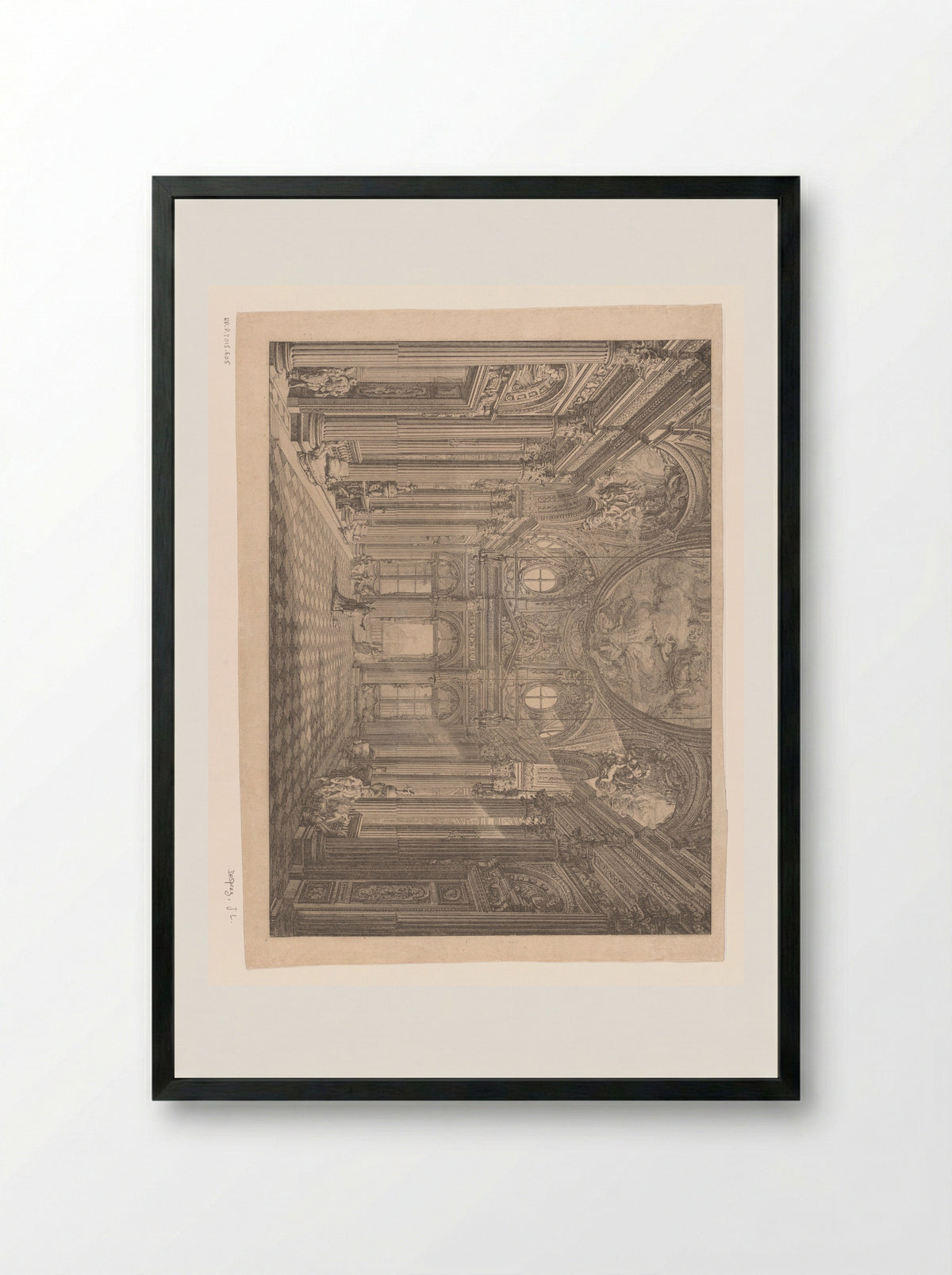 Interieur van een zaal in het Palazzo Serra in Genua - Louis Jean Desprez - Framed Print Black
