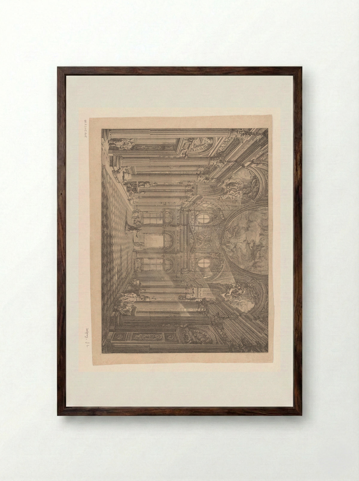 Interieur van een zaal in het Palazzo Serra in Genua - Louis Jean Desprez - Framed Print Dark Wood