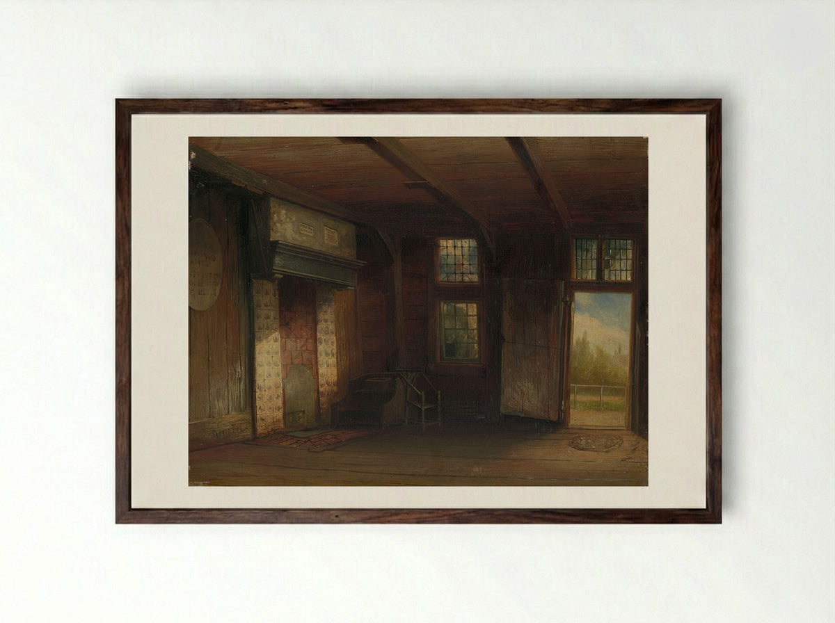 Interieur van het Tsaar Peterhuisje te Zaandam - Pierre Tetar van Elven - Framed Print Dark Wood