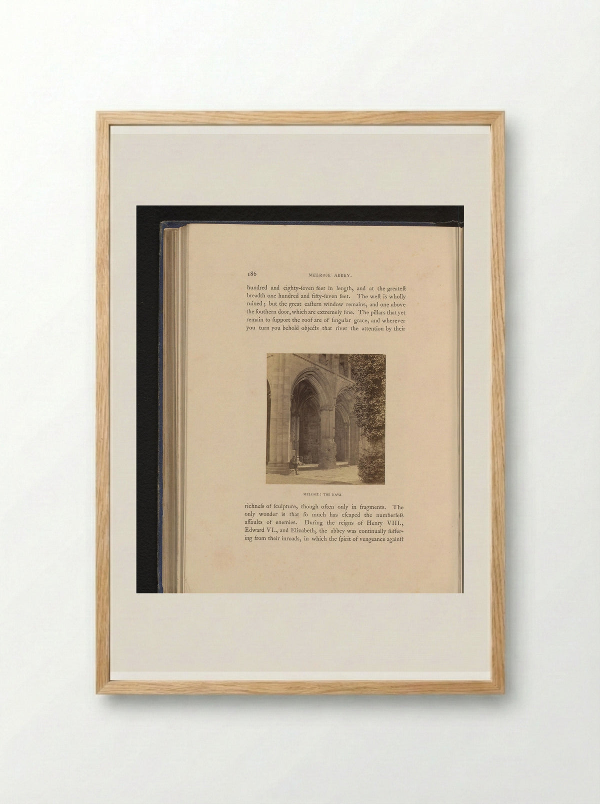 Interieur van het schip van Melrose Abbey in Roxburghshire - George Washington Wilson - Framed Print Wood