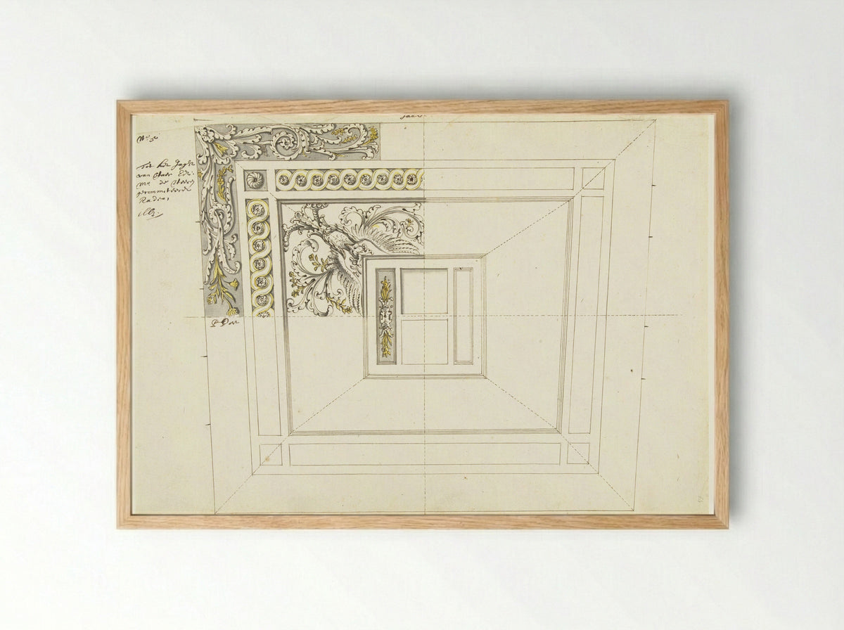 Interior Decoration of a State Yacht with Bird Figure - Pieter Jansz. Post - Framed Print Wood