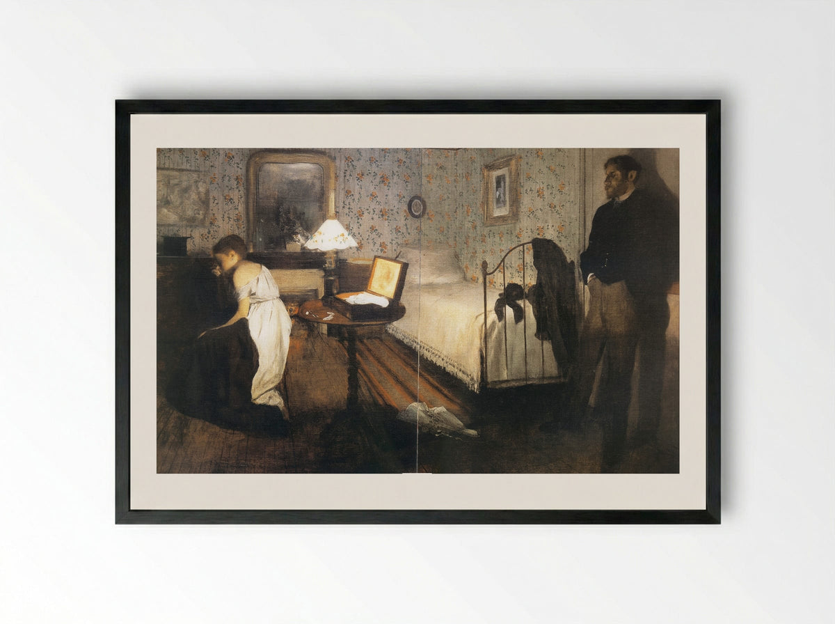Interior (The Rape) - Edgar Degas - Framed Print Black