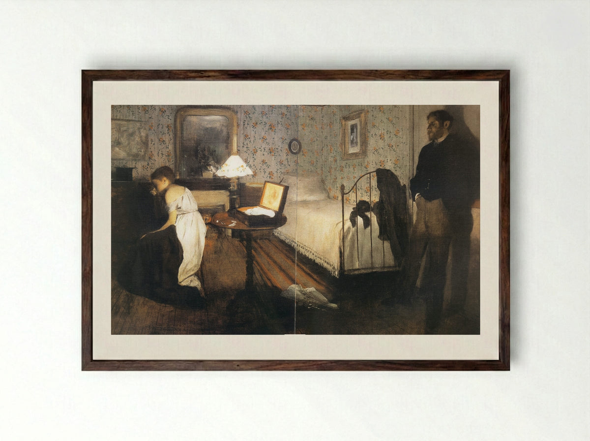 Interior (The Rape) - Edgar Degas - Framed Print Dark Wood