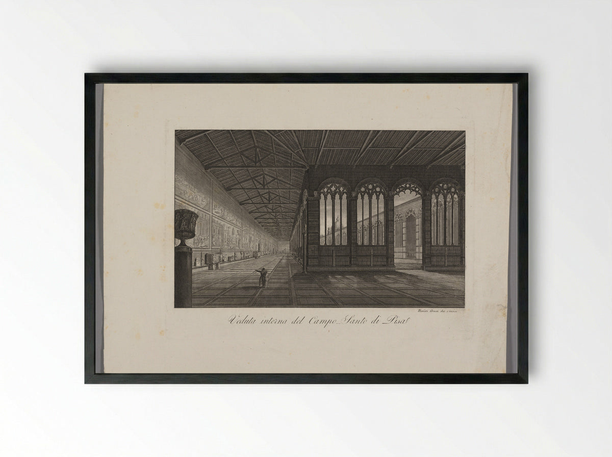 Interior View of the Campo Santo of Pisa - Raniero Grassi - Framed Print Black