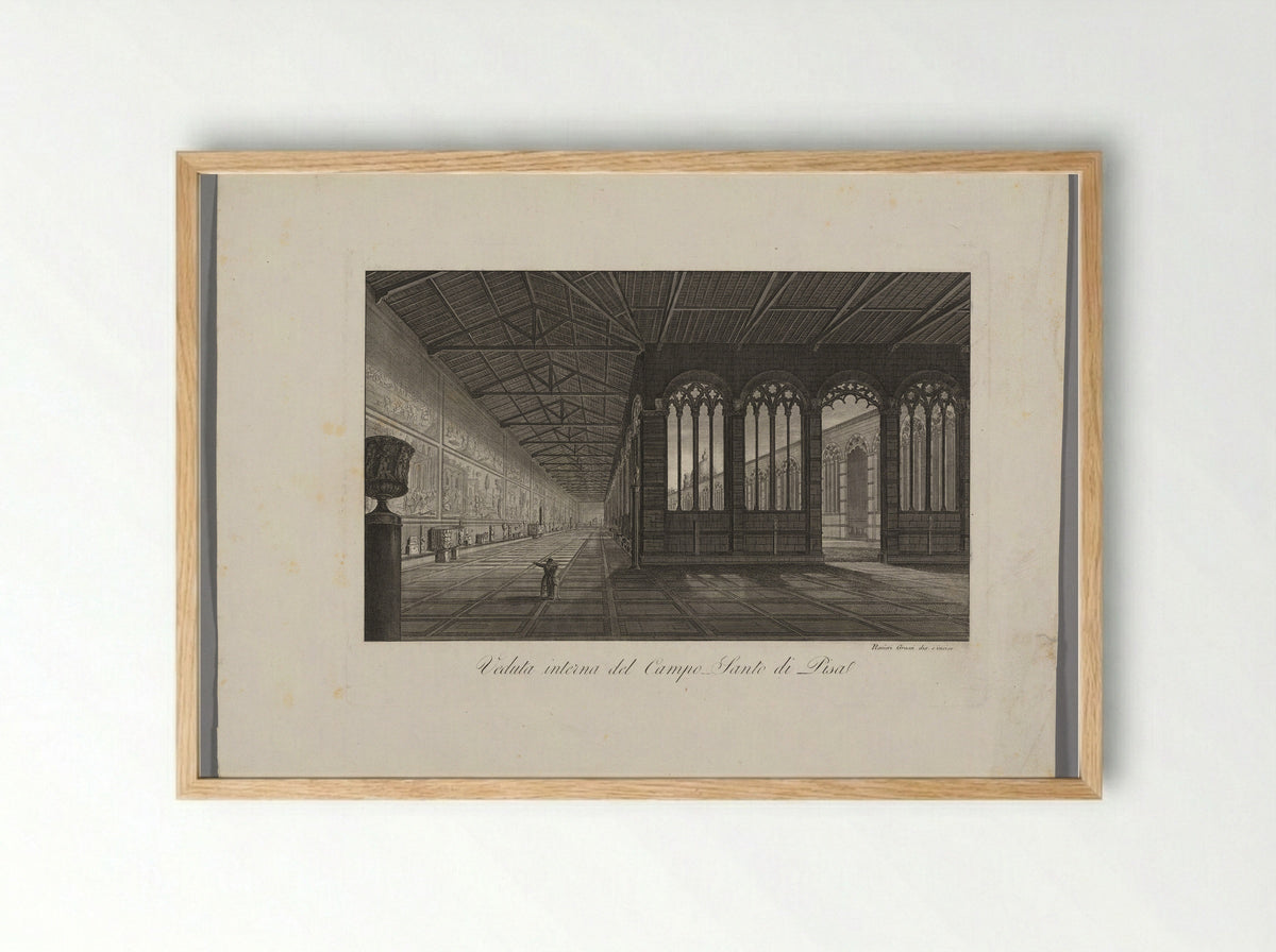Interior View of the Campo Santo of Pisa - Raniero Grassi - Framed Print Wood