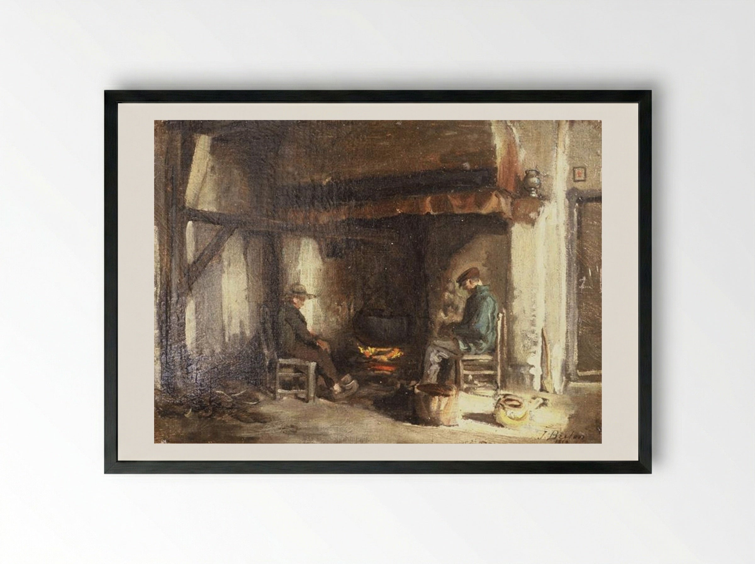 Interior in Kempen - Jules Breton - Framed Print Black
