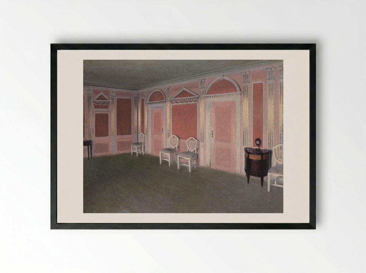 Interior in Louis Seize style. From the artist's home. Rahbeks Allé - Vilhelm Hammershøi - Framed Print Black