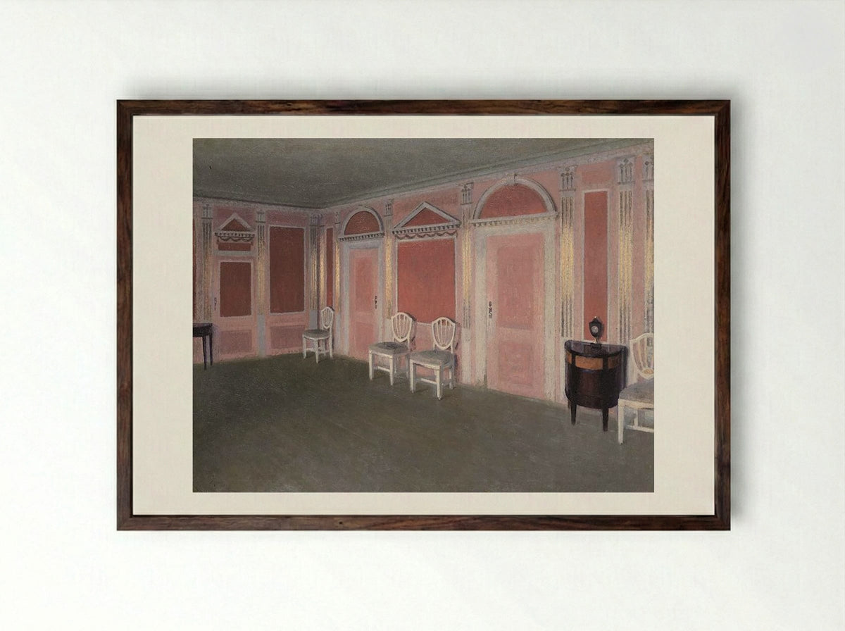 Interior in Louis Seize style. From the artist's home. Rahbeks Allé - Vilhelm Hammershøi - Framed Print Dark Wood