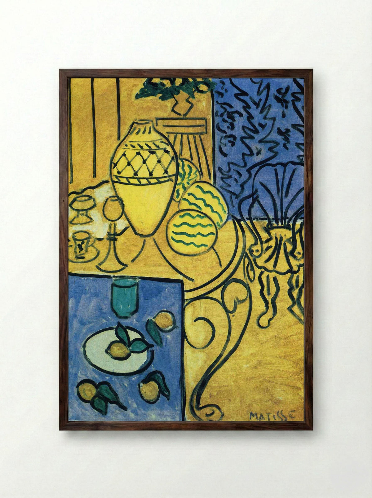 Interior in Yellow - Henri Matisse - Framed Print Dark Wood