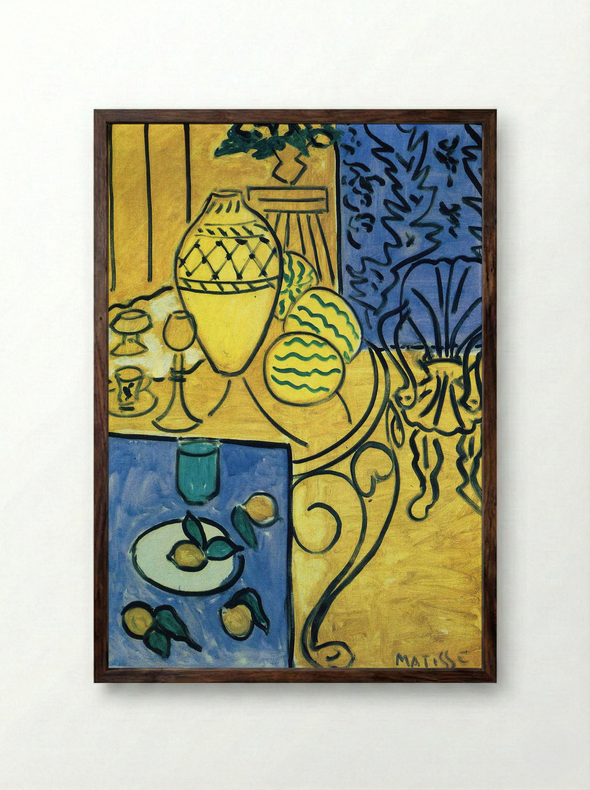 Interior in Yellow - Henri Matisse - Framed Print Dark Wood