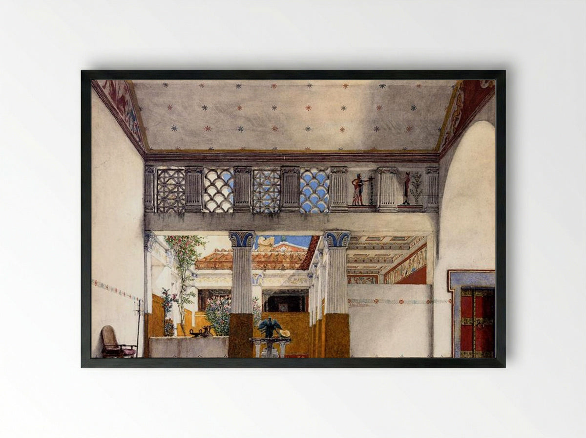 Interior of Caius Martius House - Sir Lawrence Alma-Tadema - Framed Print Black