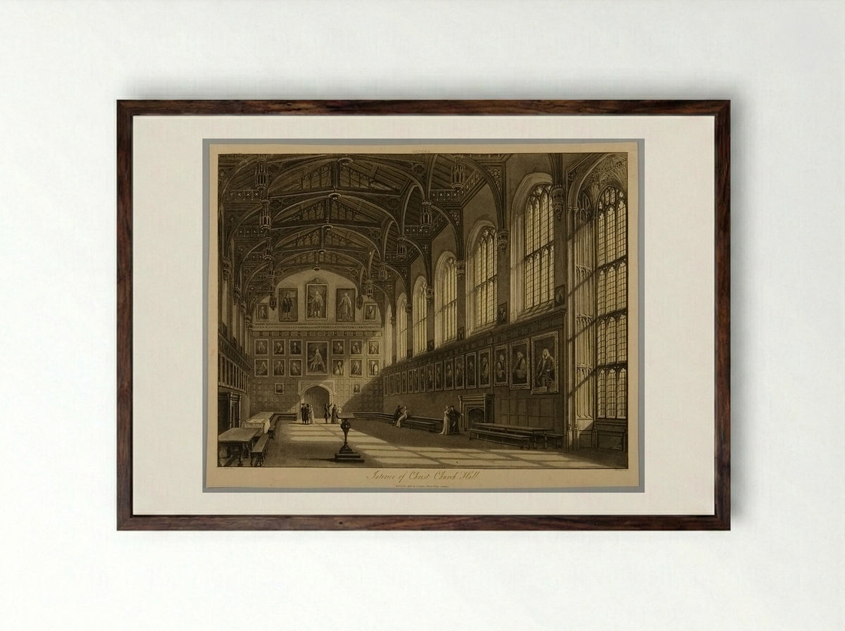 Interior of Christ Church Hall, Oxford - J. Merigot - Framed Print Dark Wood