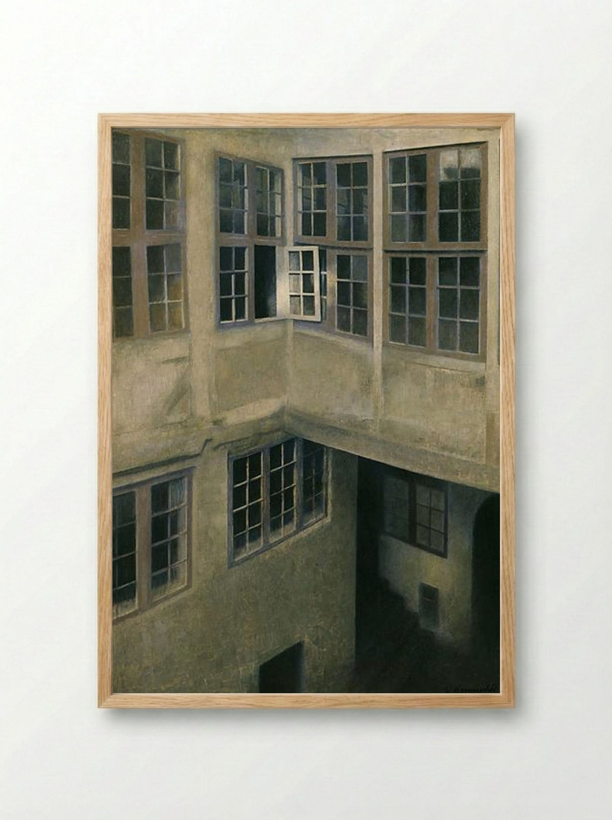 Interior of Courtyard, Strandgade 30 - Vilhelm Hammershøi - Framed Print Wood